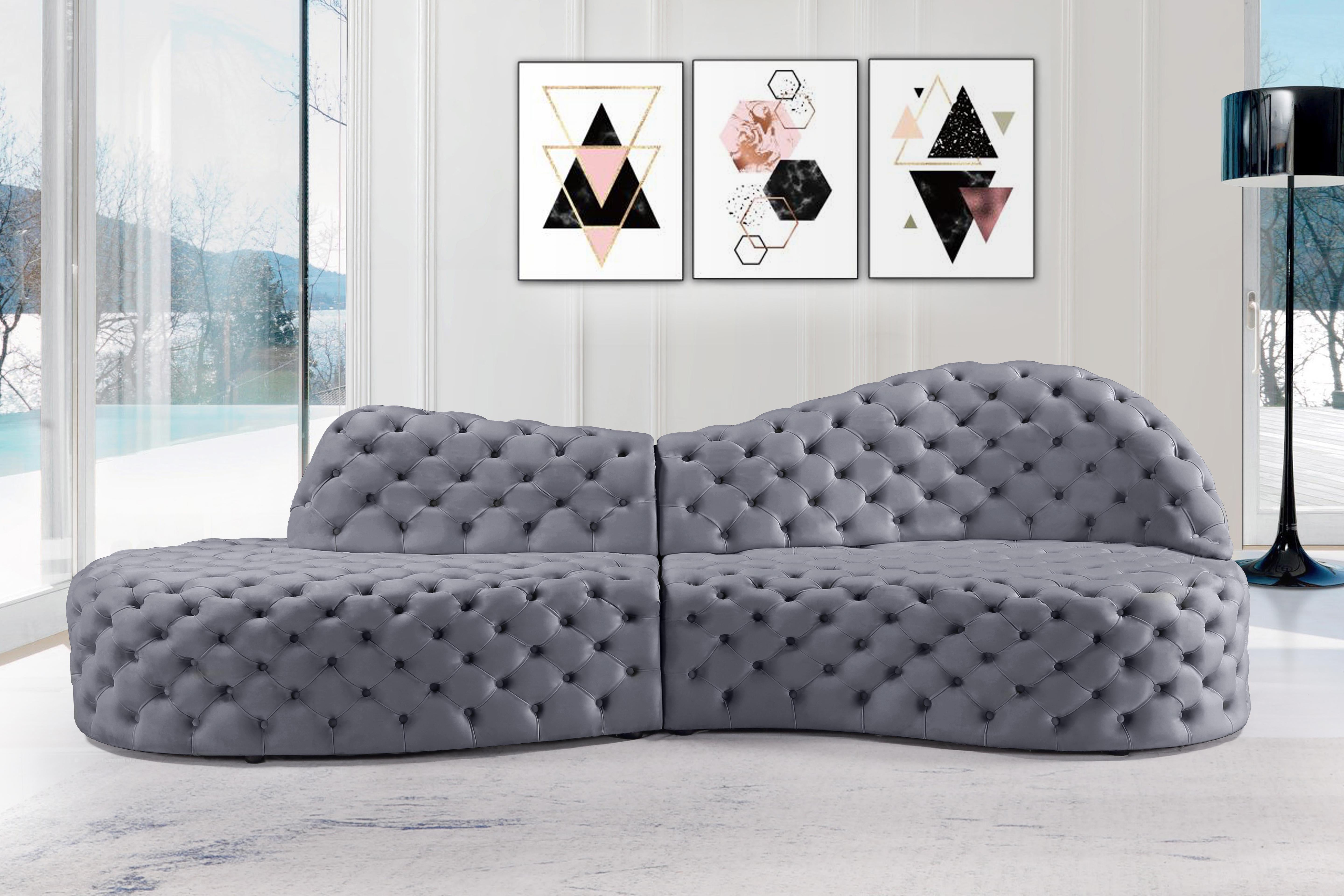 Royal Grey Velvet 2pc. Sectional - Luxury Home Furniture (MI)