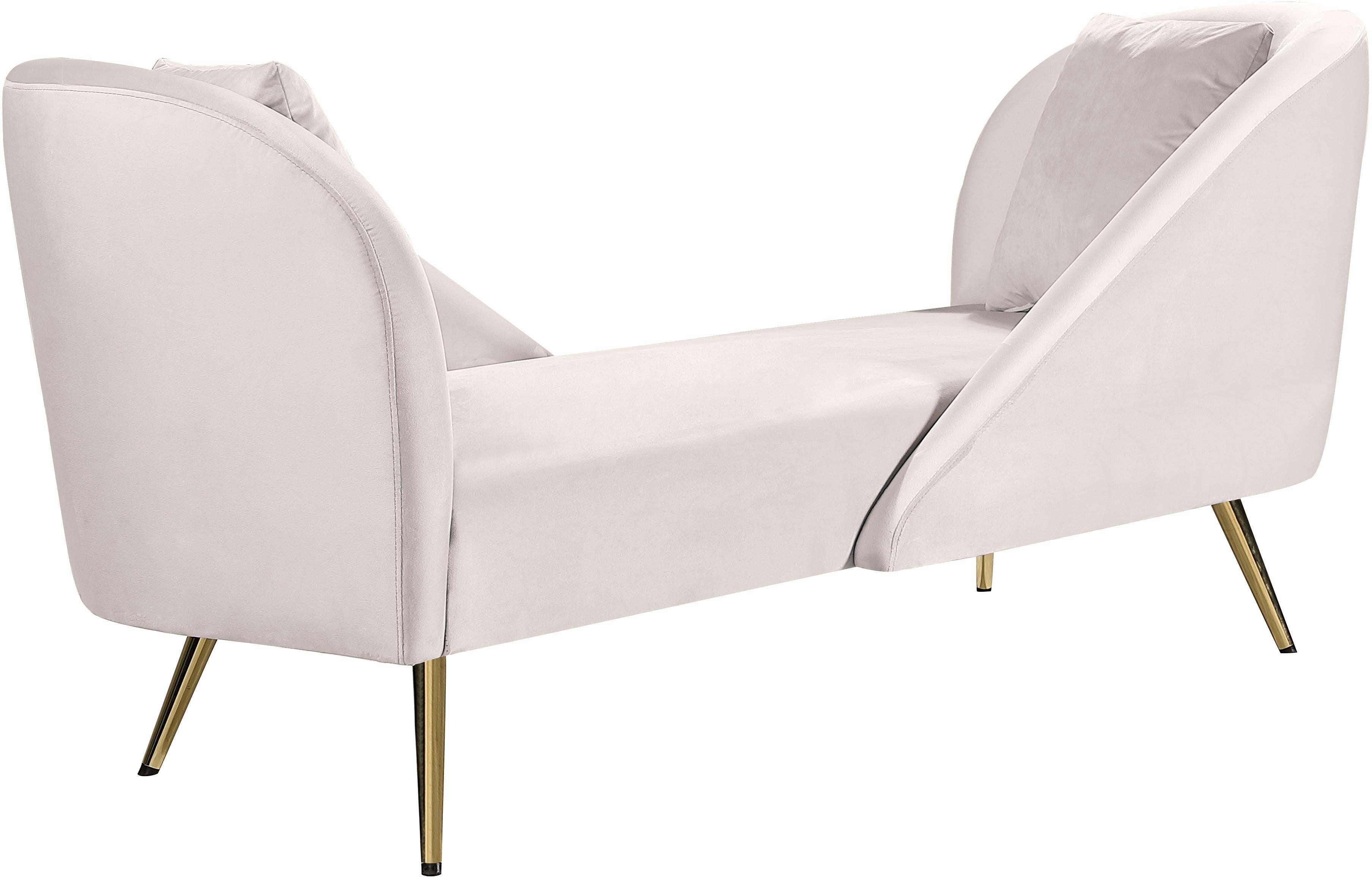 Nolan Cream Velvet Chaise - Luxury Home Furniture (MI)