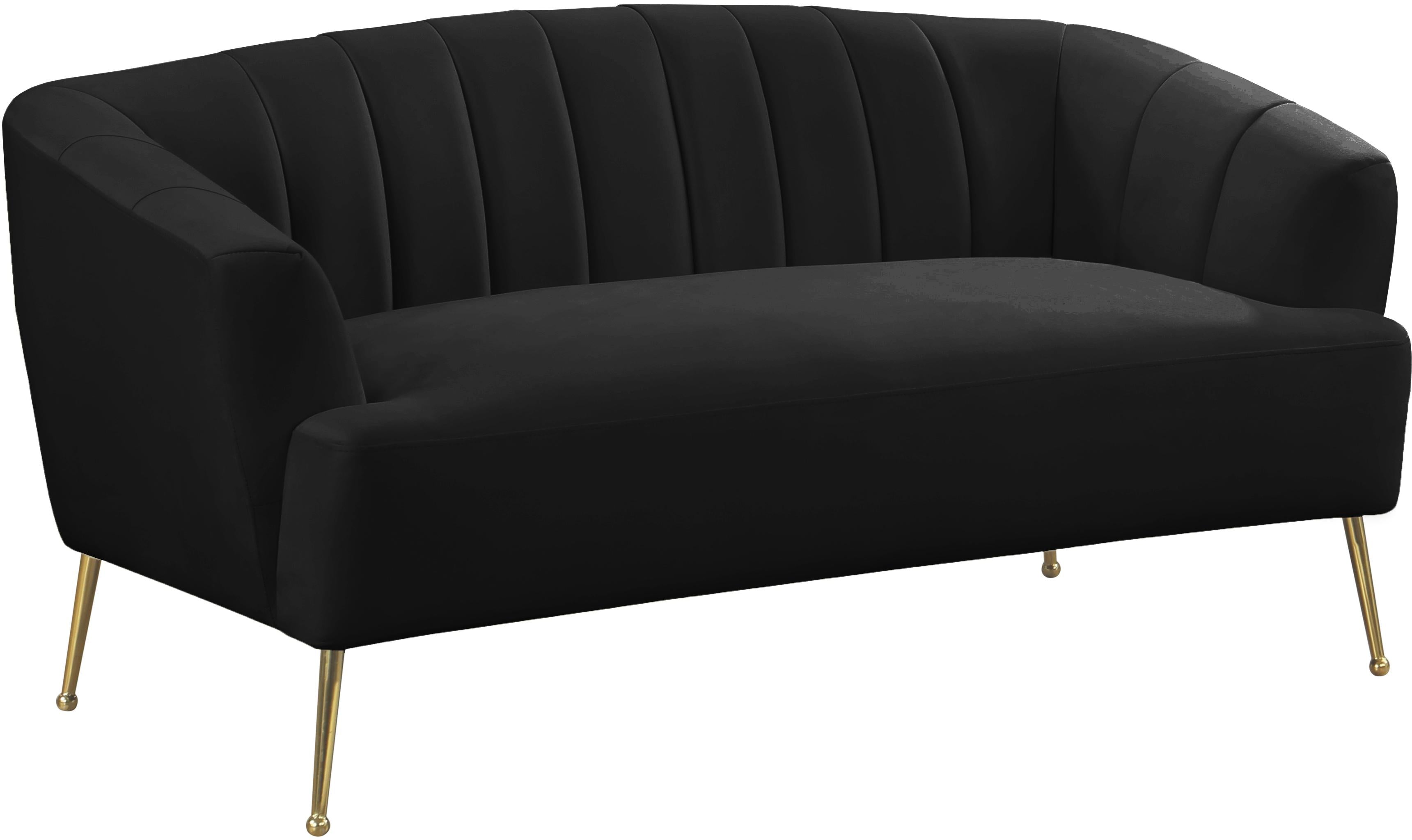Tori Black Velvet Loveseat - Luxury Home Furniture (MI)