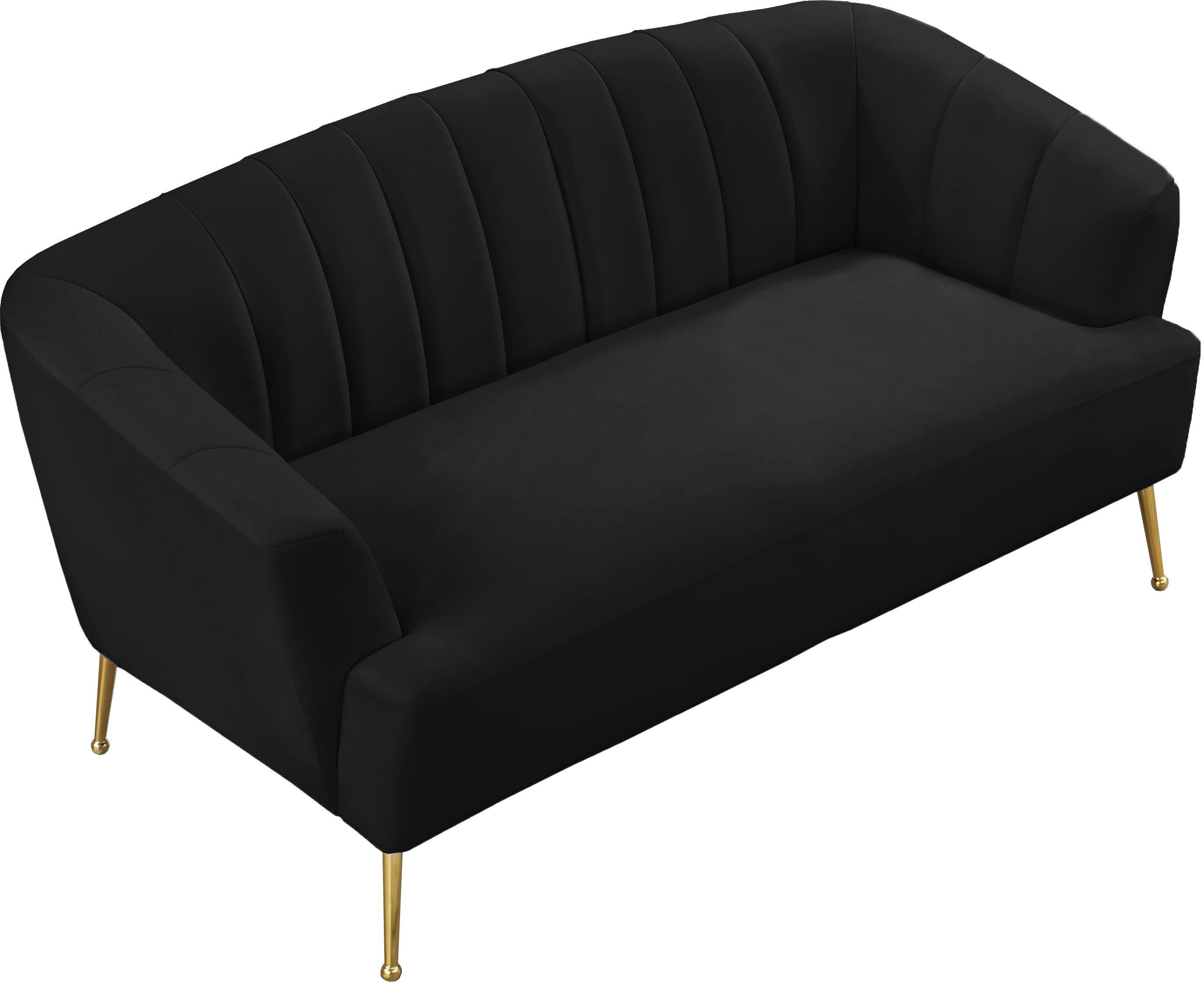 Tori Black Velvet Loveseat - Luxury Home Furniture (MI)