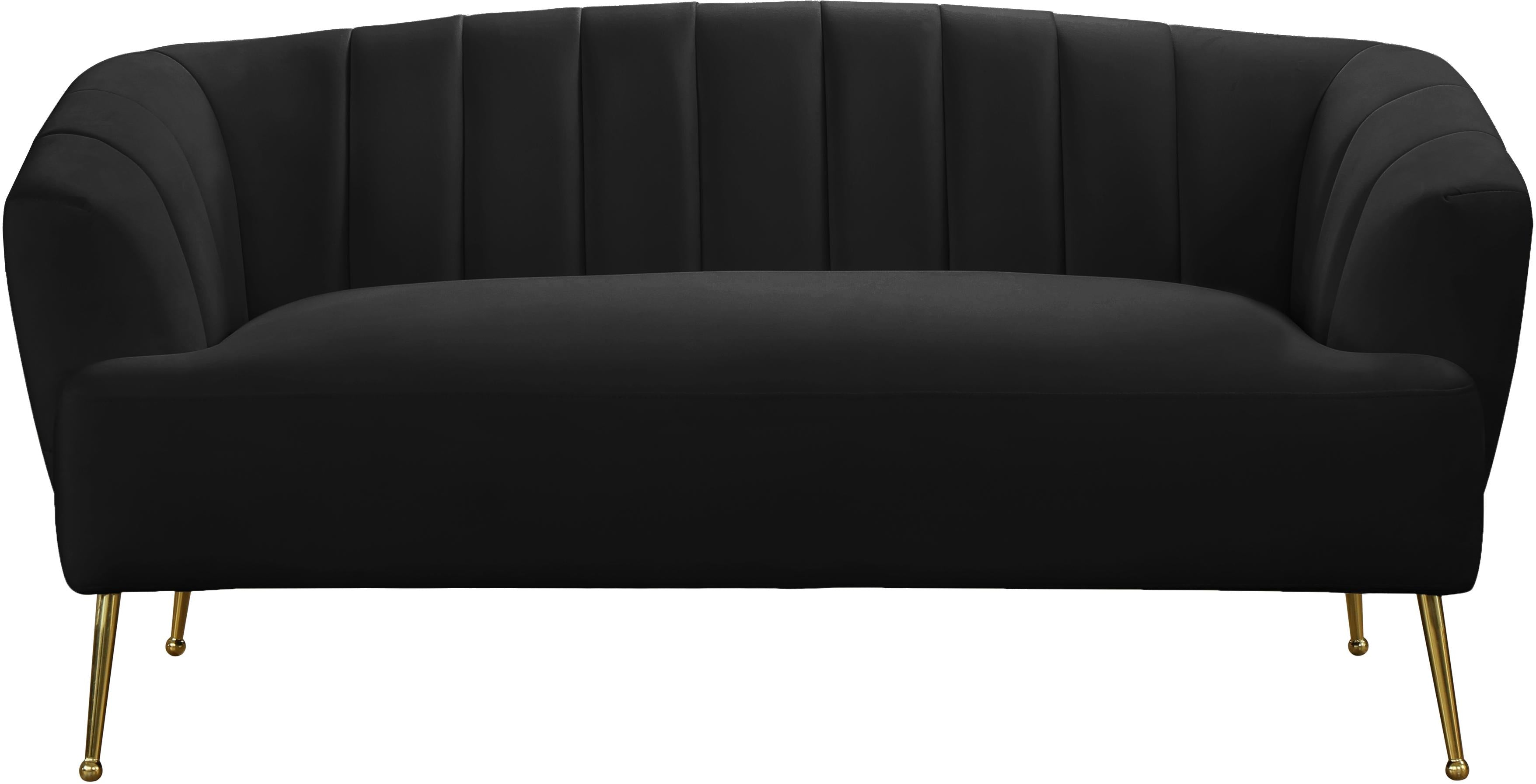 Tori Black Velvet Loveseat - Luxury Home Furniture (MI)