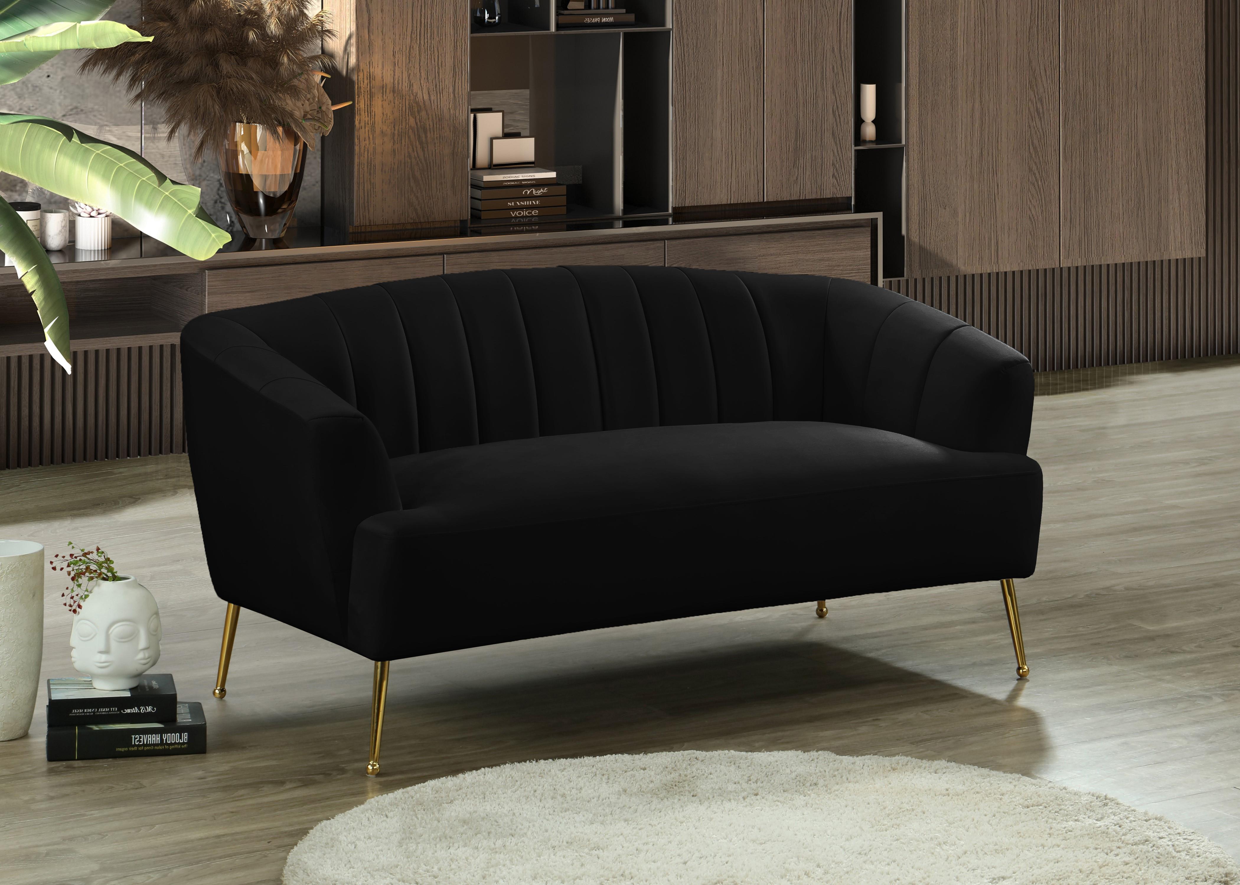 Tori Black Velvet Loveseat - Luxury Home Furniture (MI)