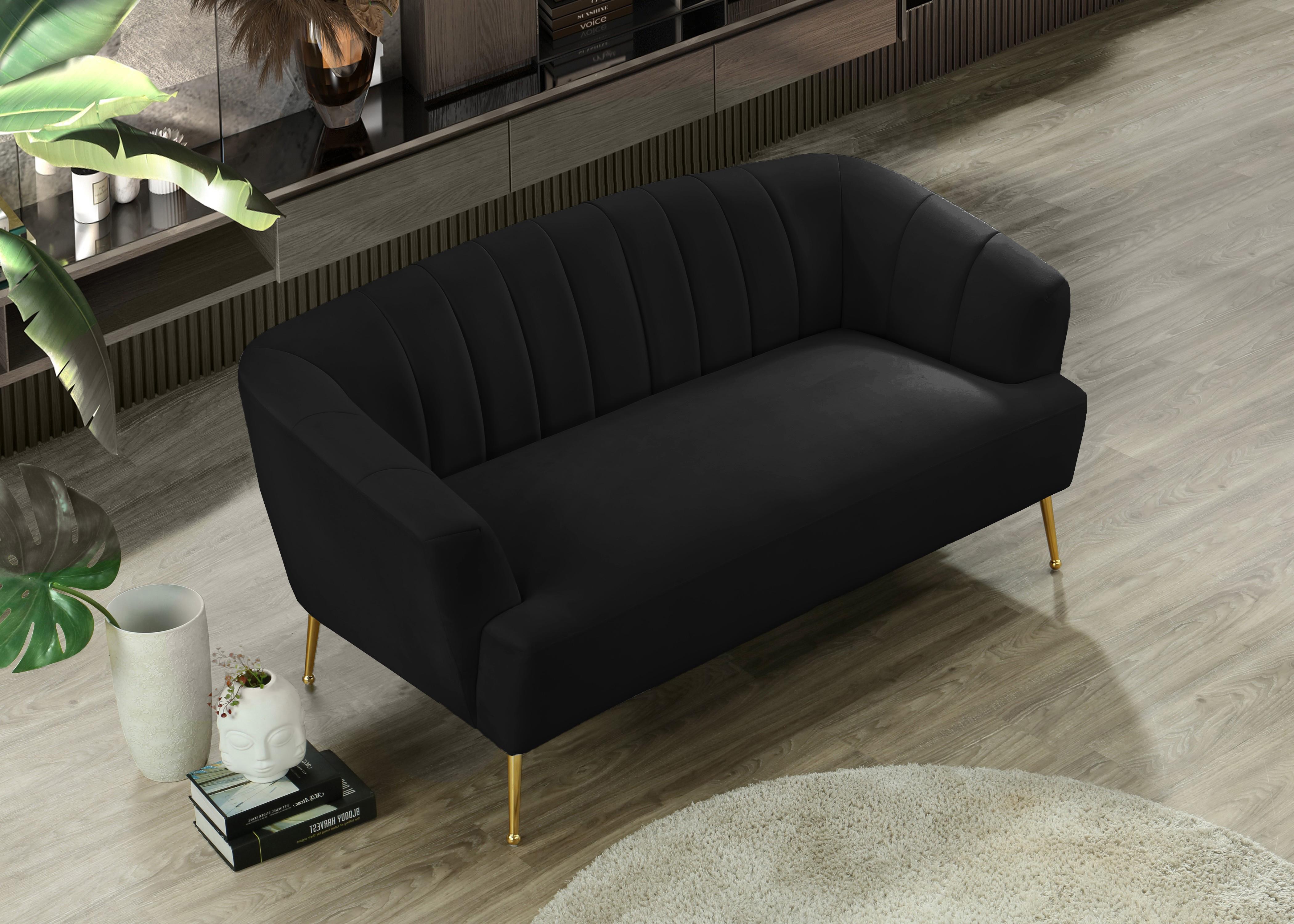 Tori Black Velvet Loveseat - Luxury Home Furniture (MI)
