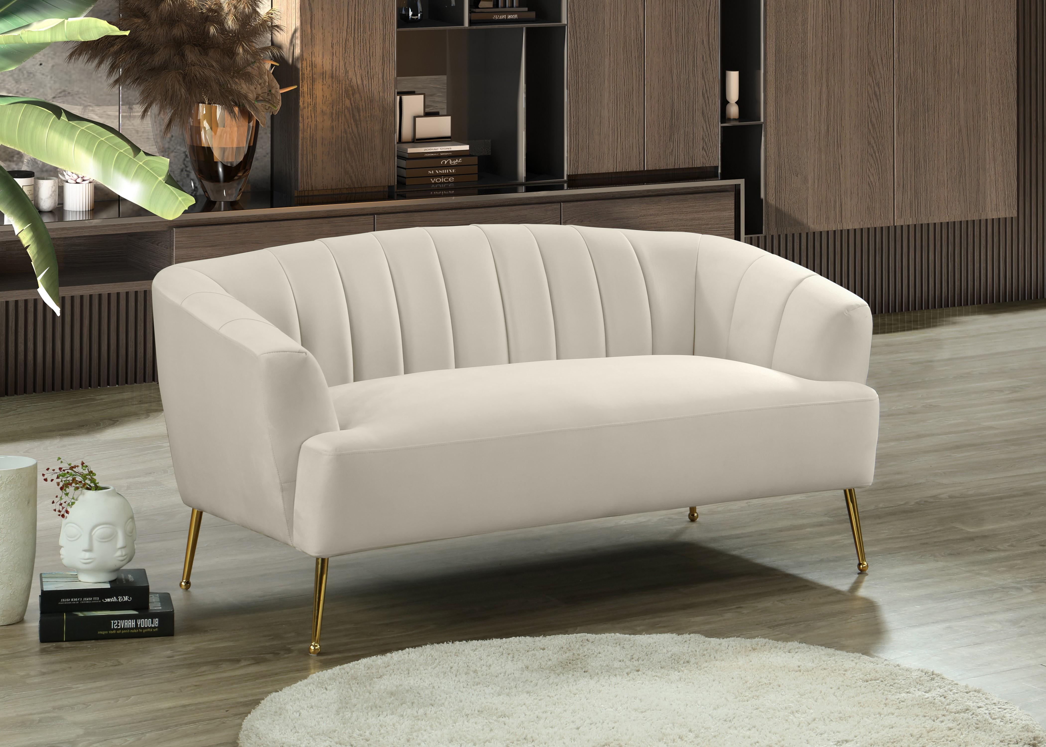 Tori Cream Velvet Loveseat - Luxury Home Furniture (MI)