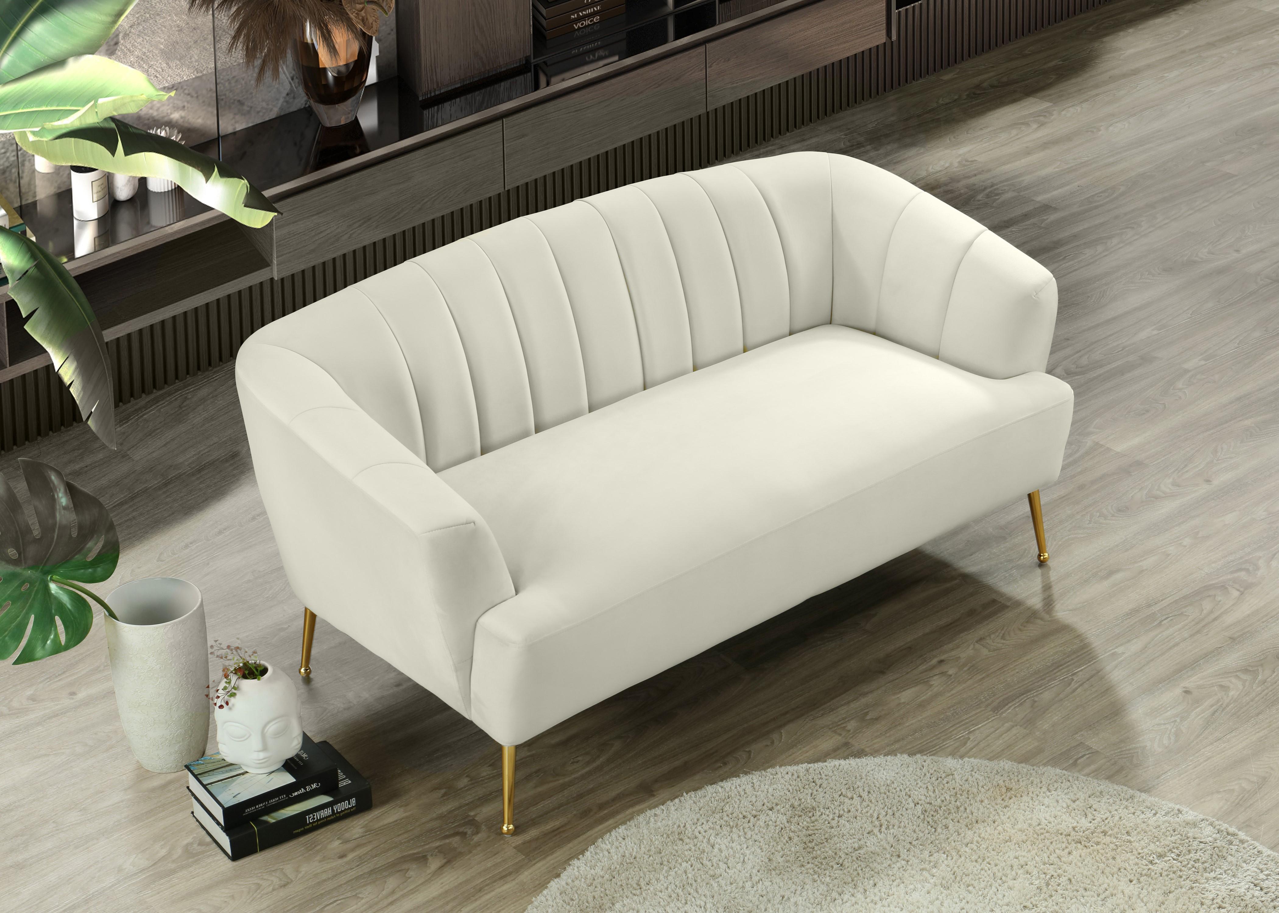 Tori Cream Velvet Loveseat - Luxury Home Furniture (MI)