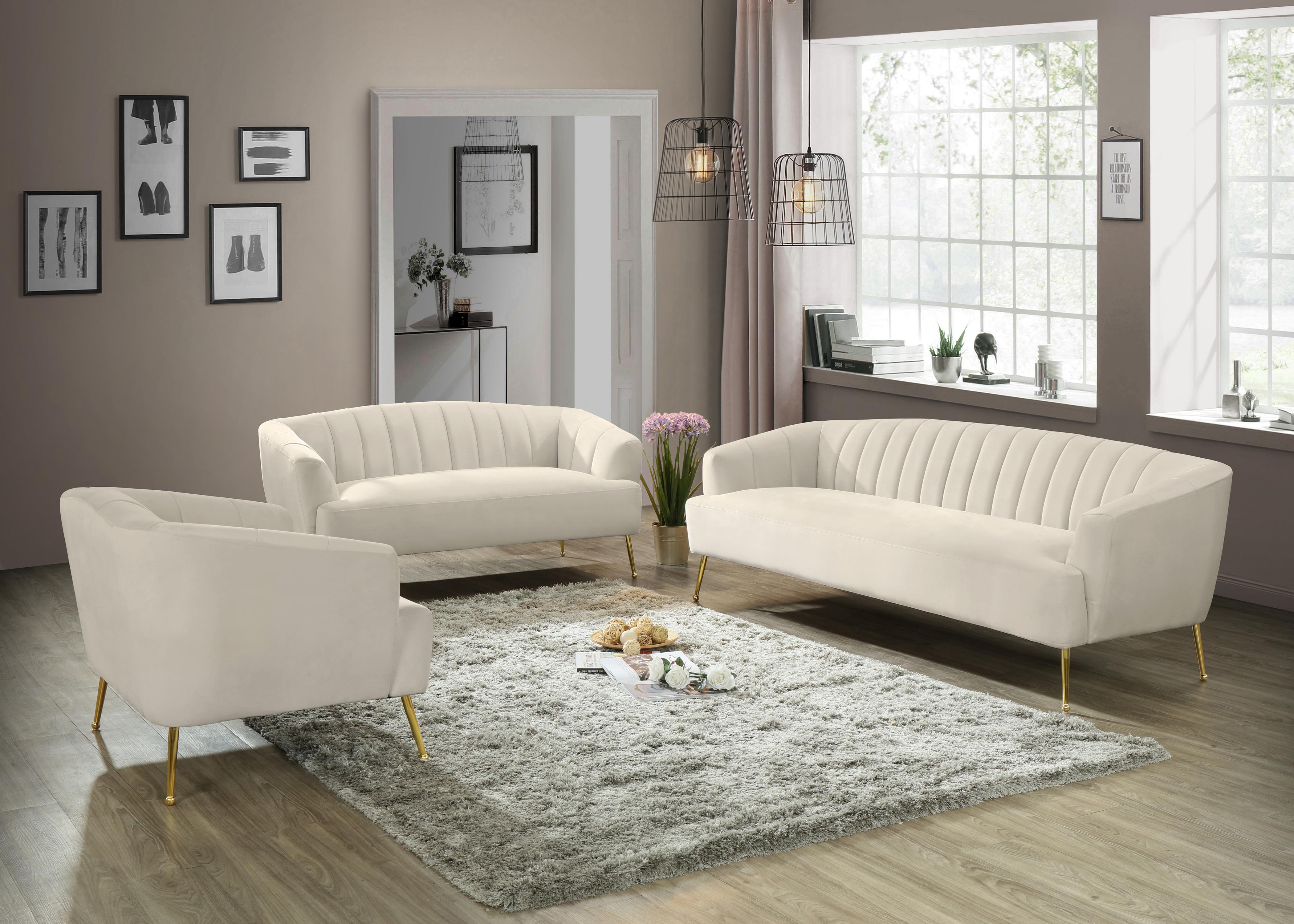 Tori Cream Velvet Loveseat - Luxury Home Furniture (MI)