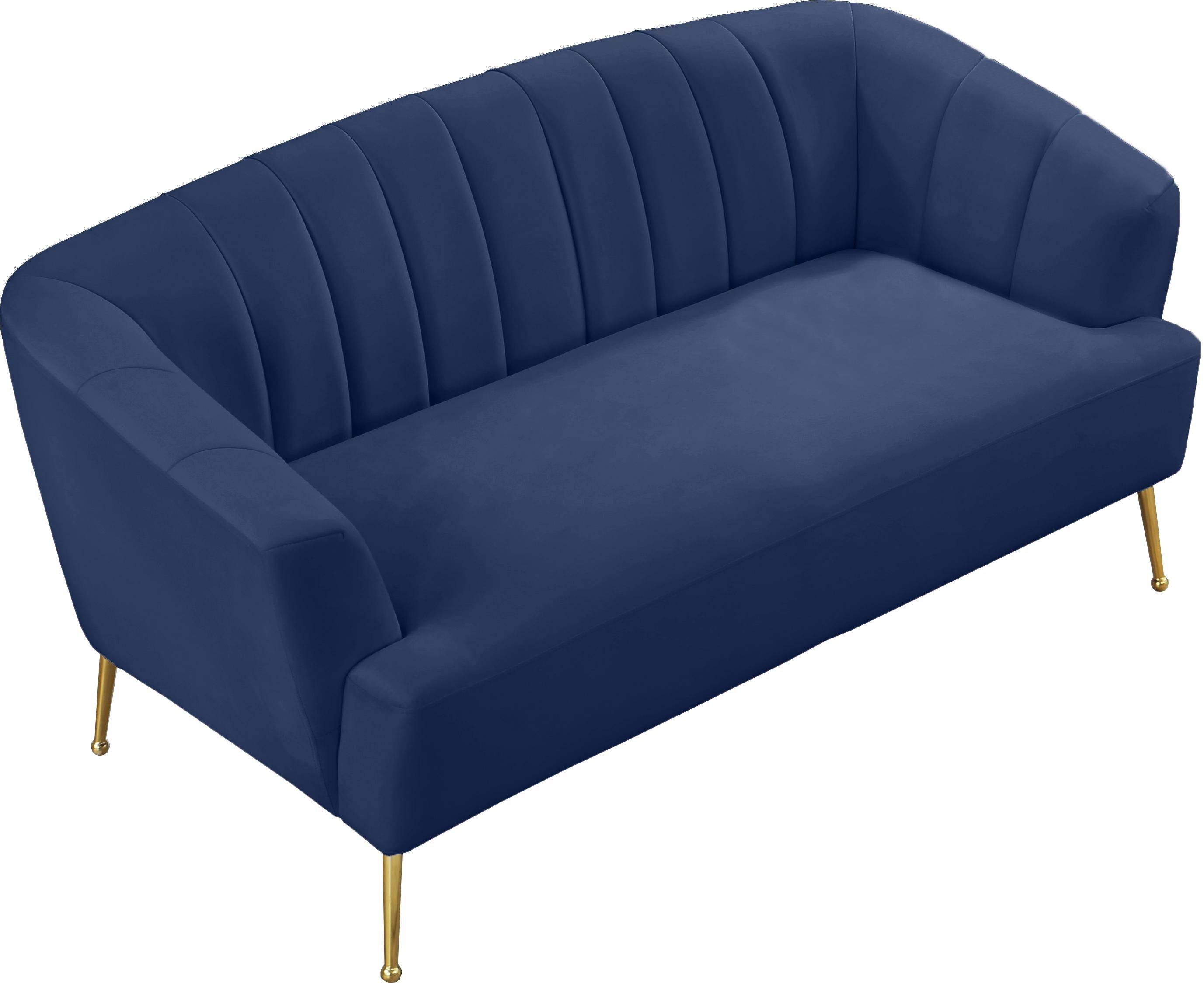 Tori Navy Velvet Loveseat - Luxury Home Furniture (MI)