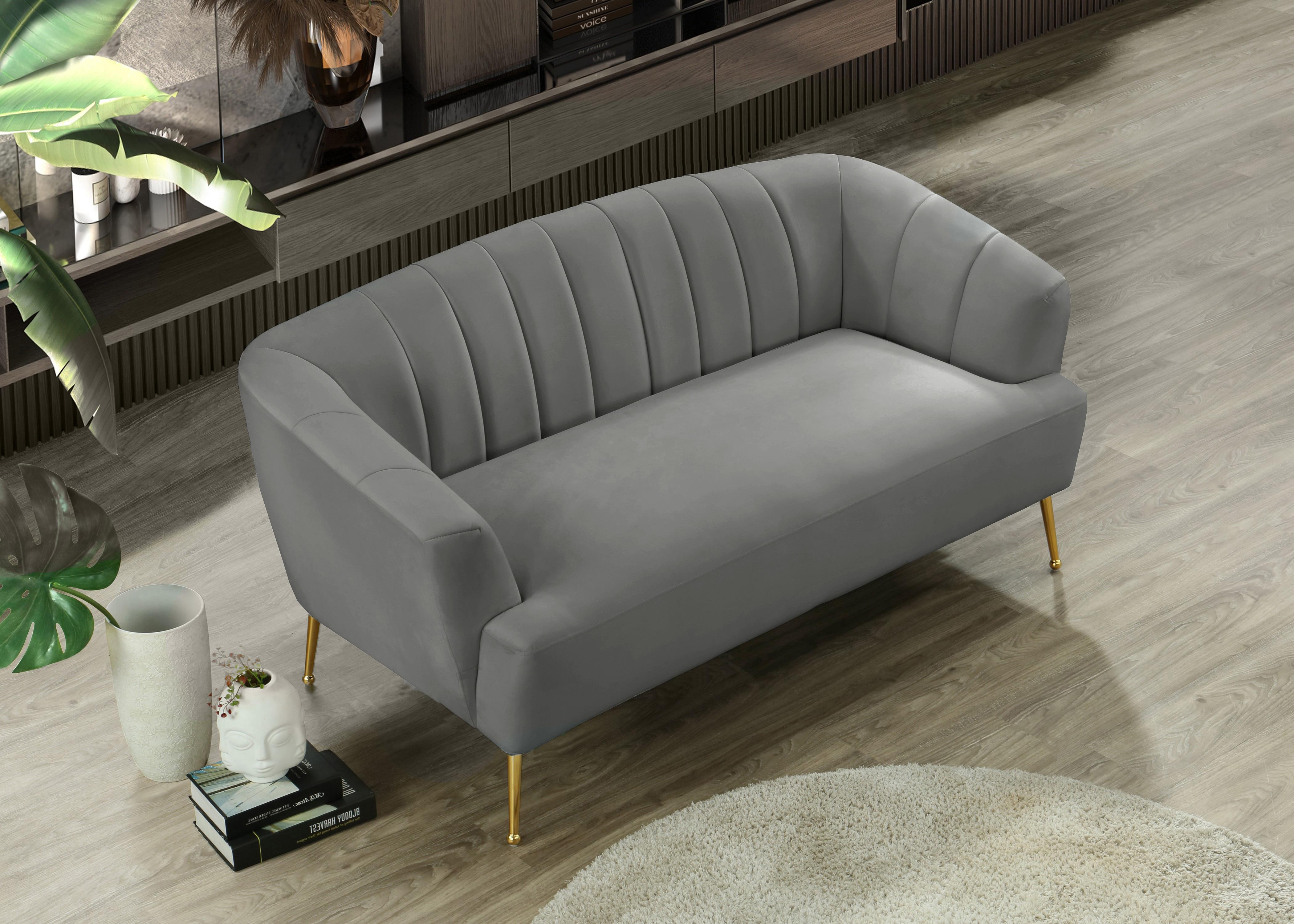 Tori Grey Velvet Loveseat - Luxury Home Furniture (MI)