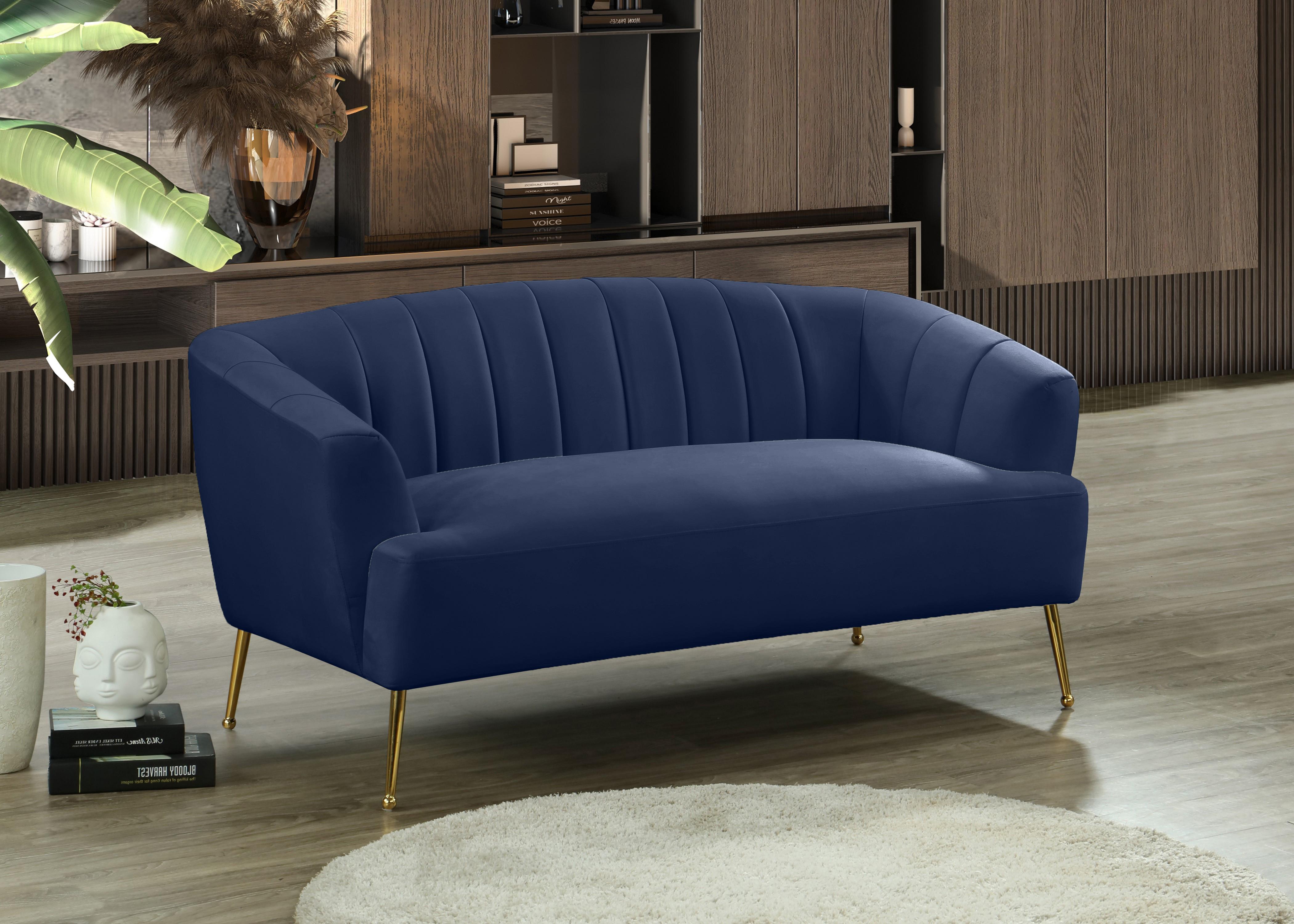 Tori Navy Velvet Loveseat - Luxury Home Furniture (MI)