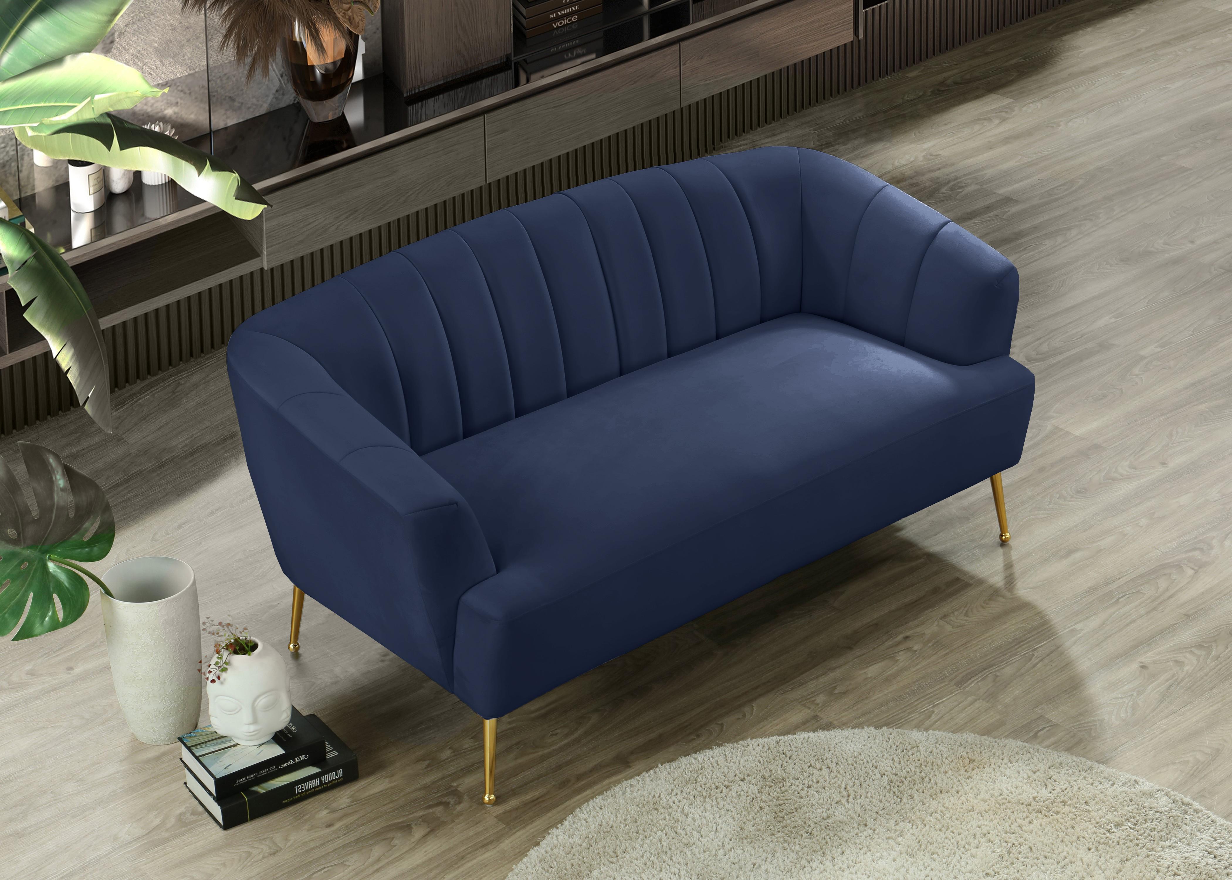 Tori Navy Velvet Loveseat - Luxury Home Furniture (MI)