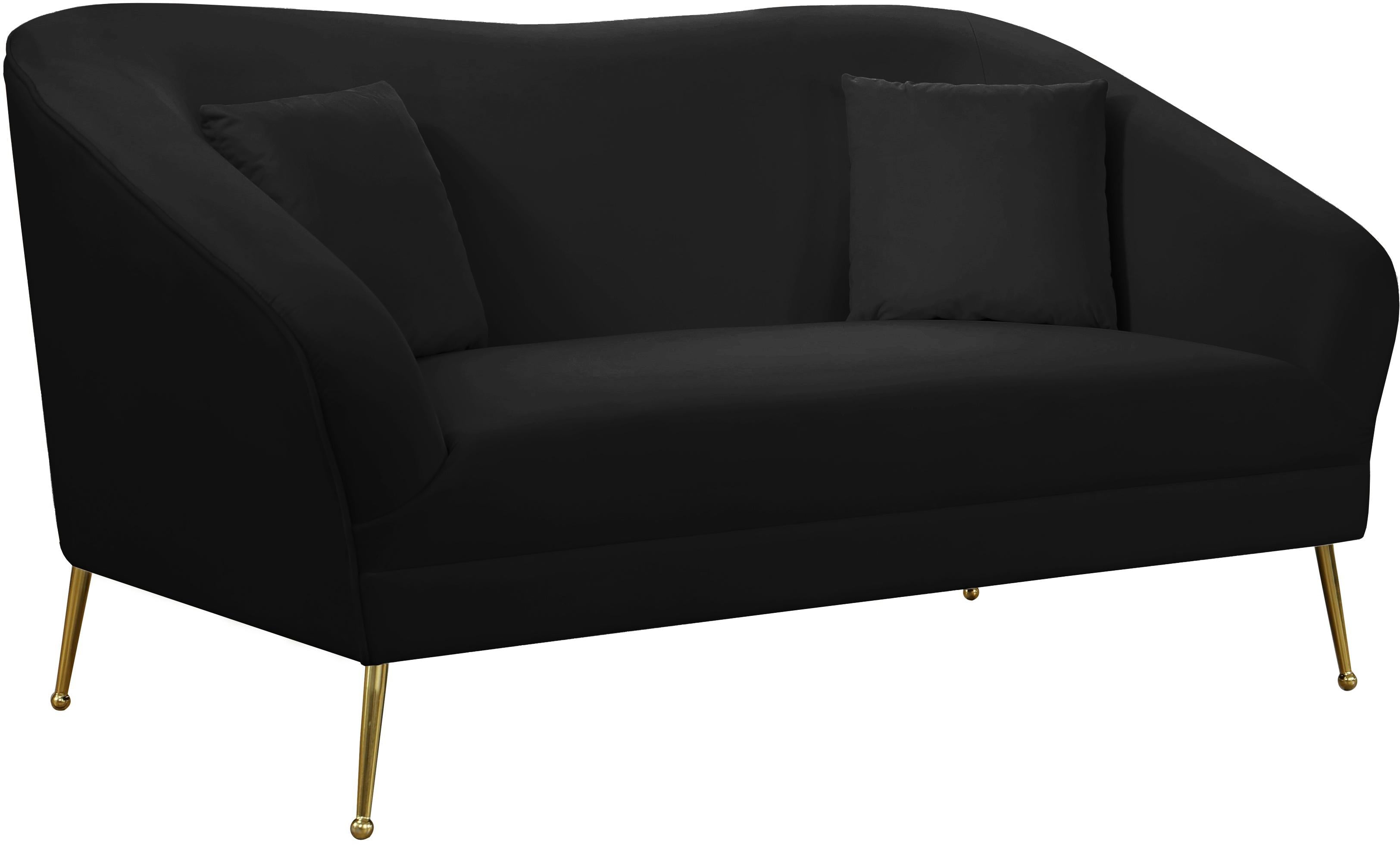 Hermosa Black Velvet Loveseat - Luxury Home Furniture (MI)