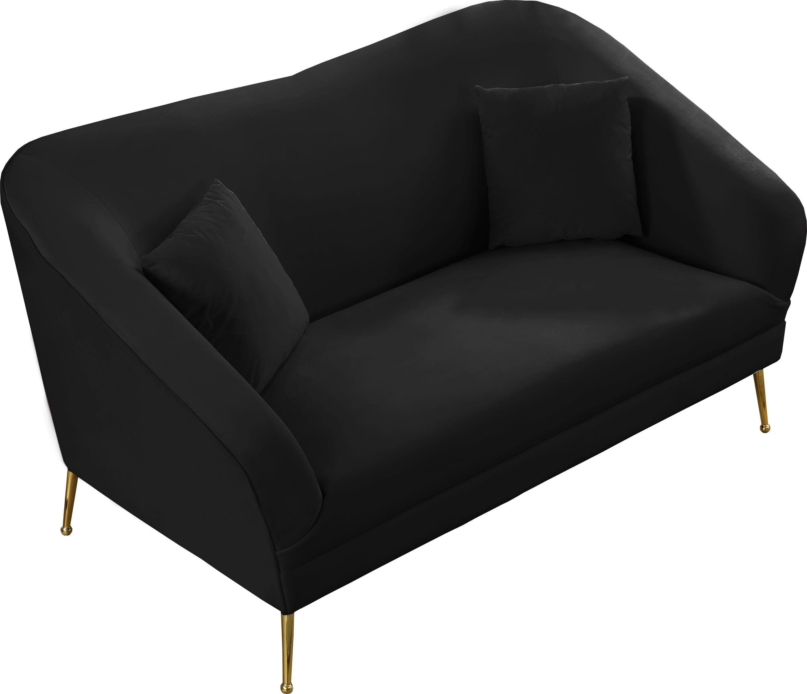 Hermosa Black Velvet Loveseat - Luxury Home Furniture (MI)