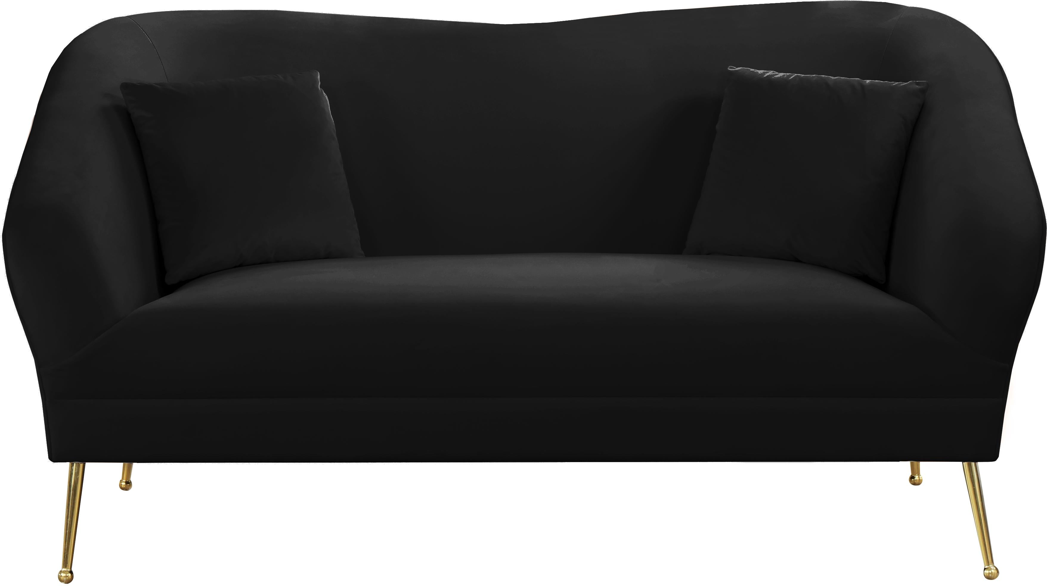 Hermosa Black Velvet Loveseat - Luxury Home Furniture (MI)
