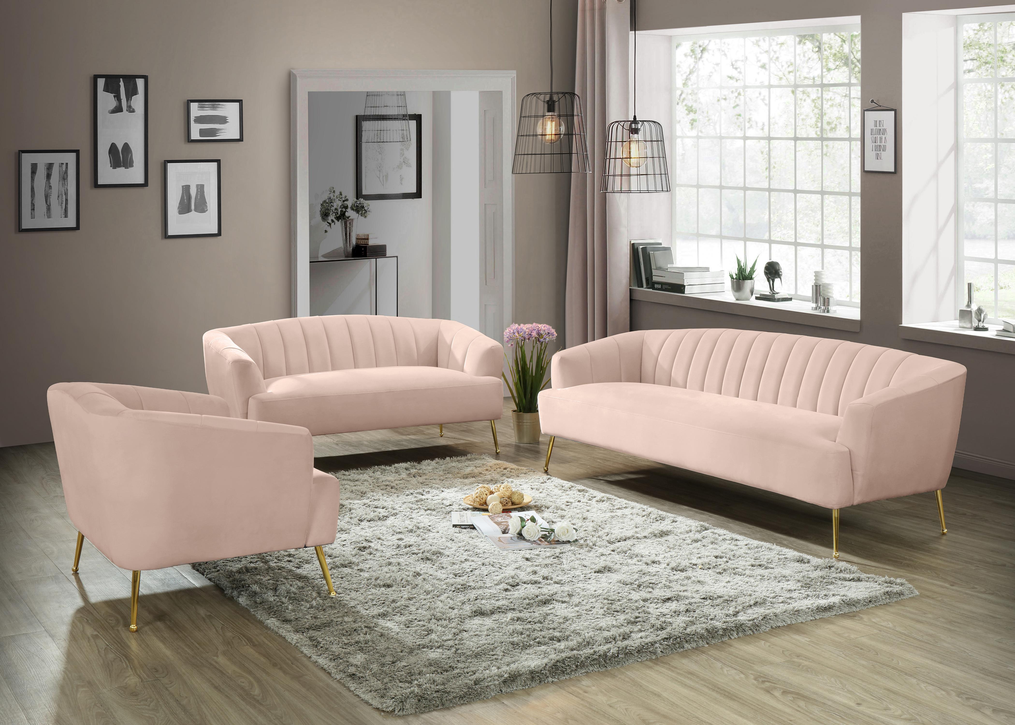 Tori Pink Velvet Loveseat - Luxury Home Furniture (MI)