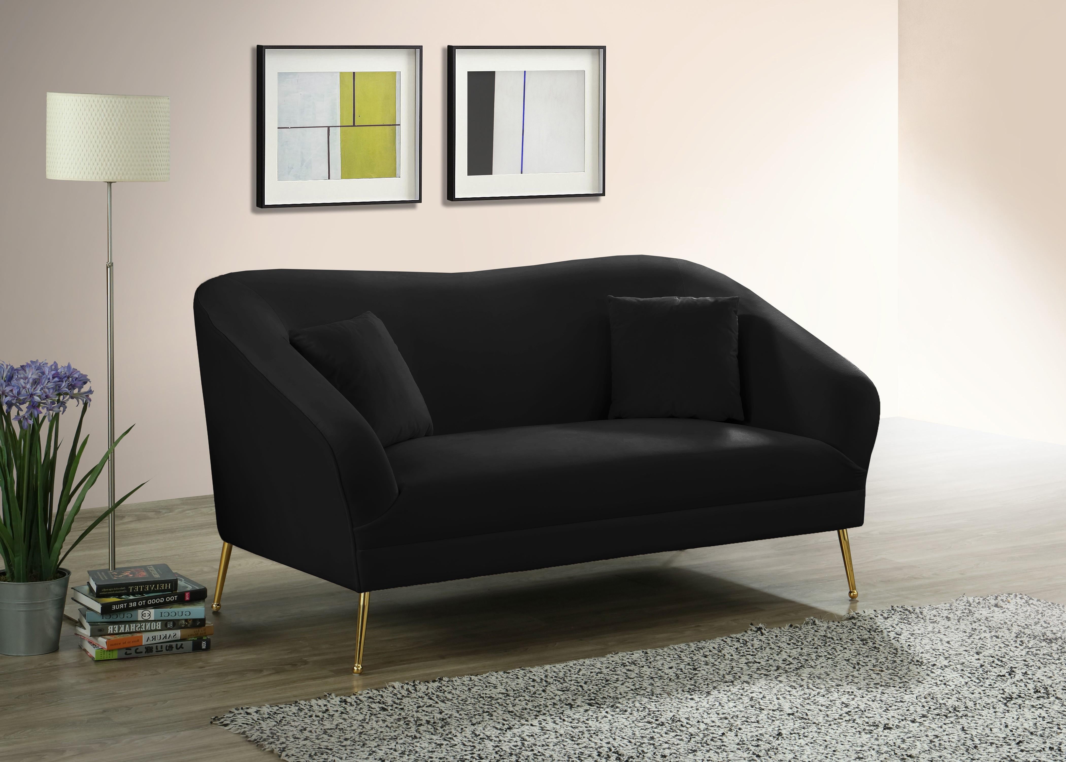 Hermosa Black Velvet Loveseat - Luxury Home Furniture (MI)