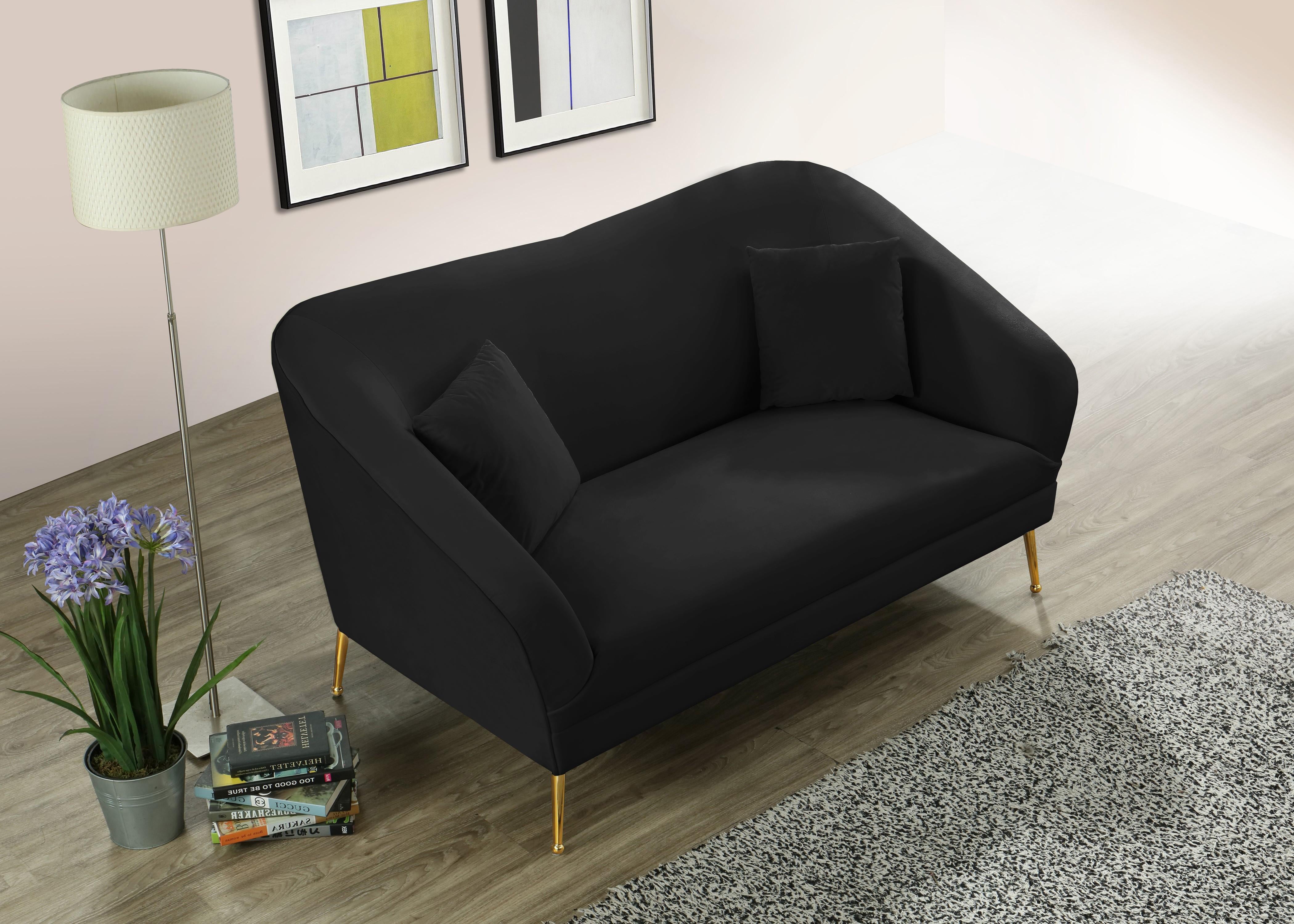 Hermosa Black Velvet Loveseat - Luxury Home Furniture (MI)