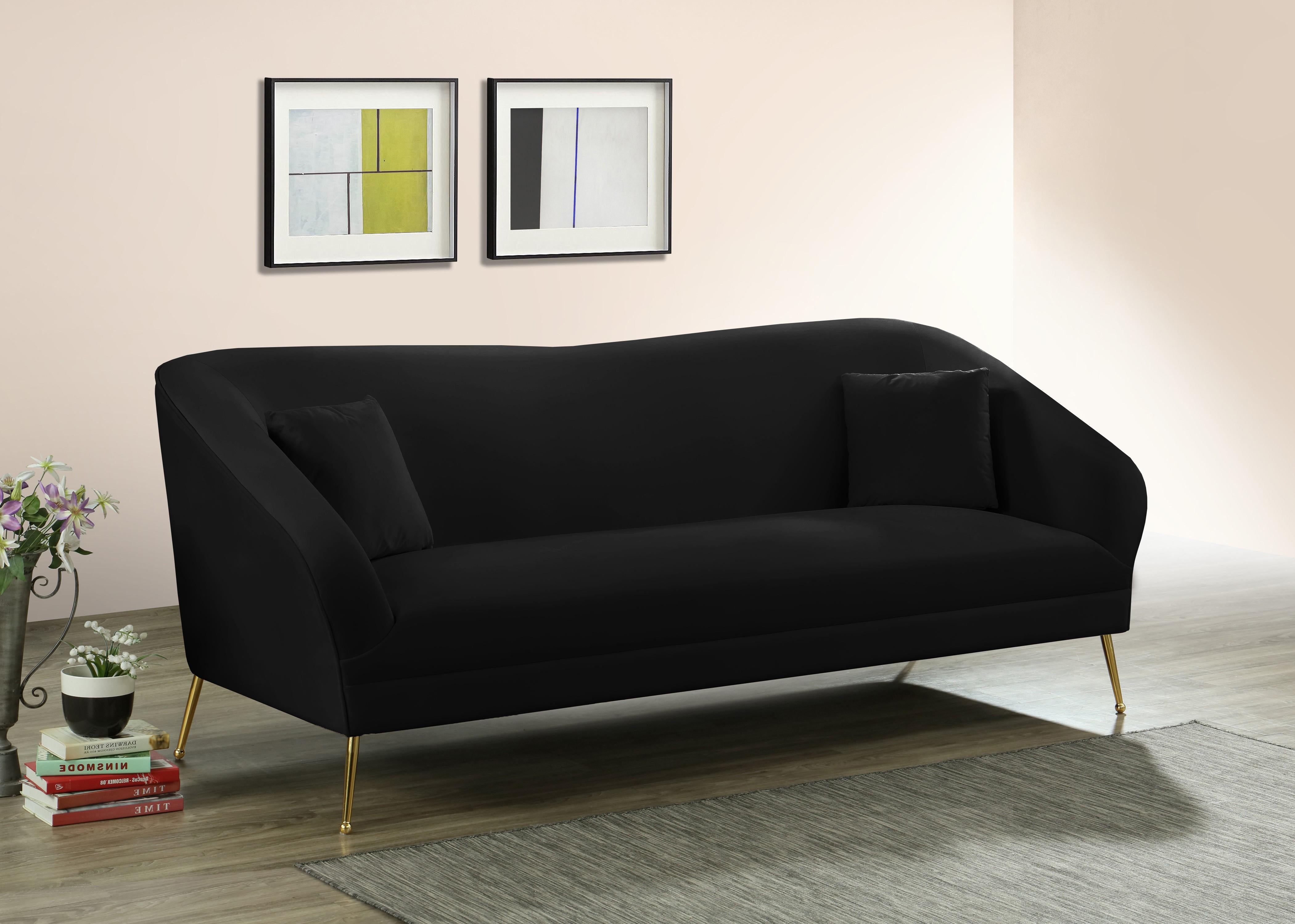 Hermosa Black Velvet Sofa - Luxury Home Furniture (MI)