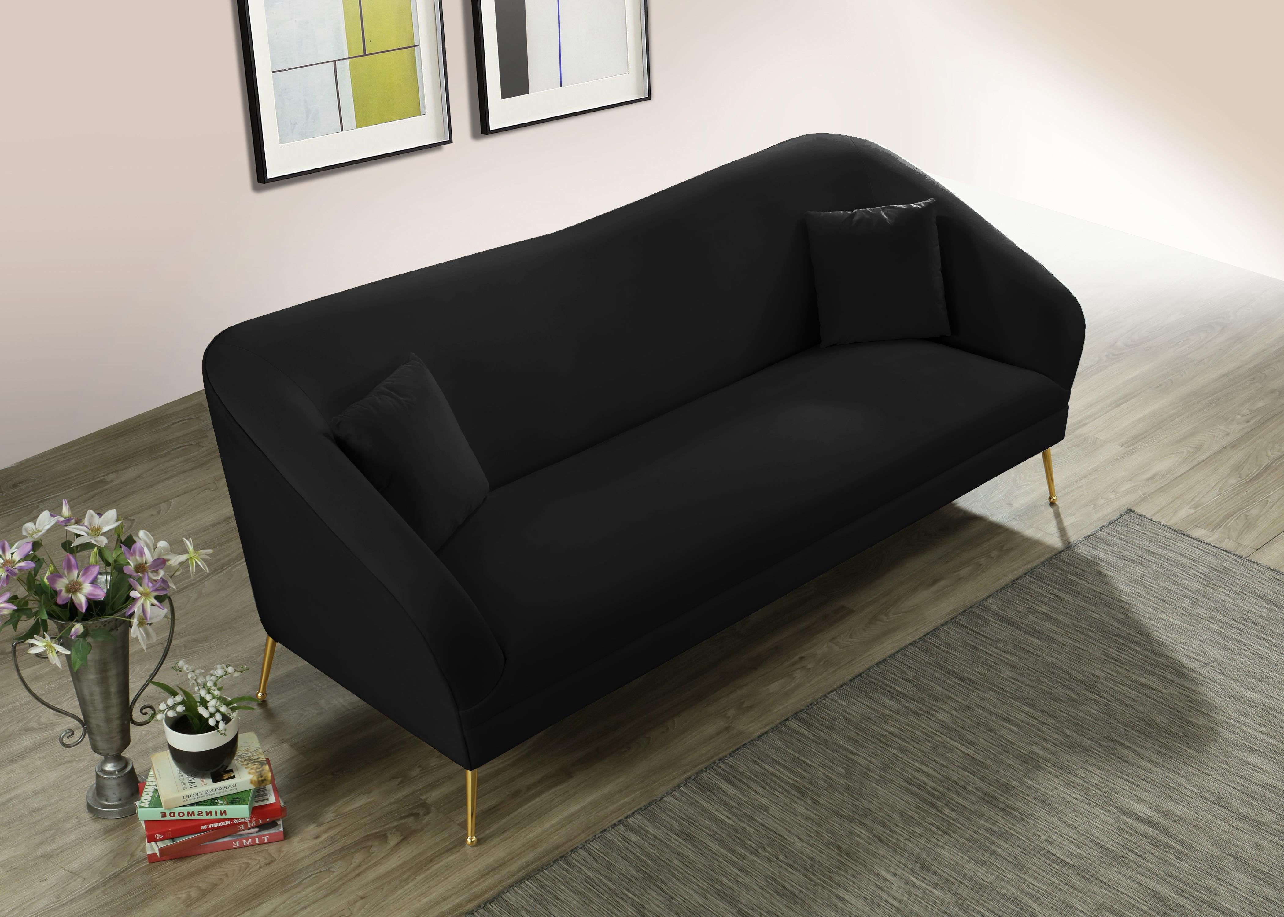 Hermosa Black Velvet Sofa - Luxury Home Furniture (MI)