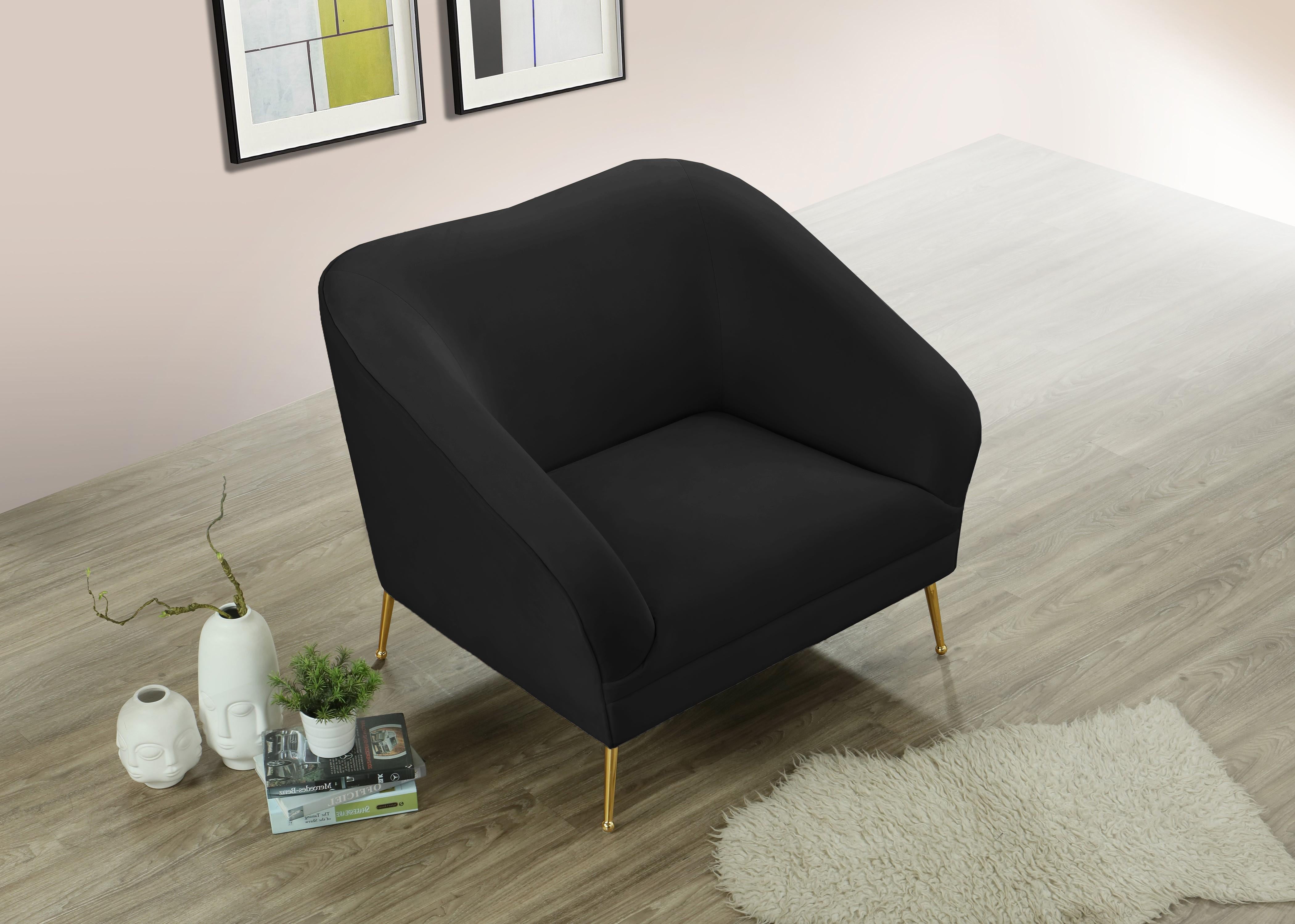 Hermosa Black Velvet Chair - Luxury Home Furniture (MI)