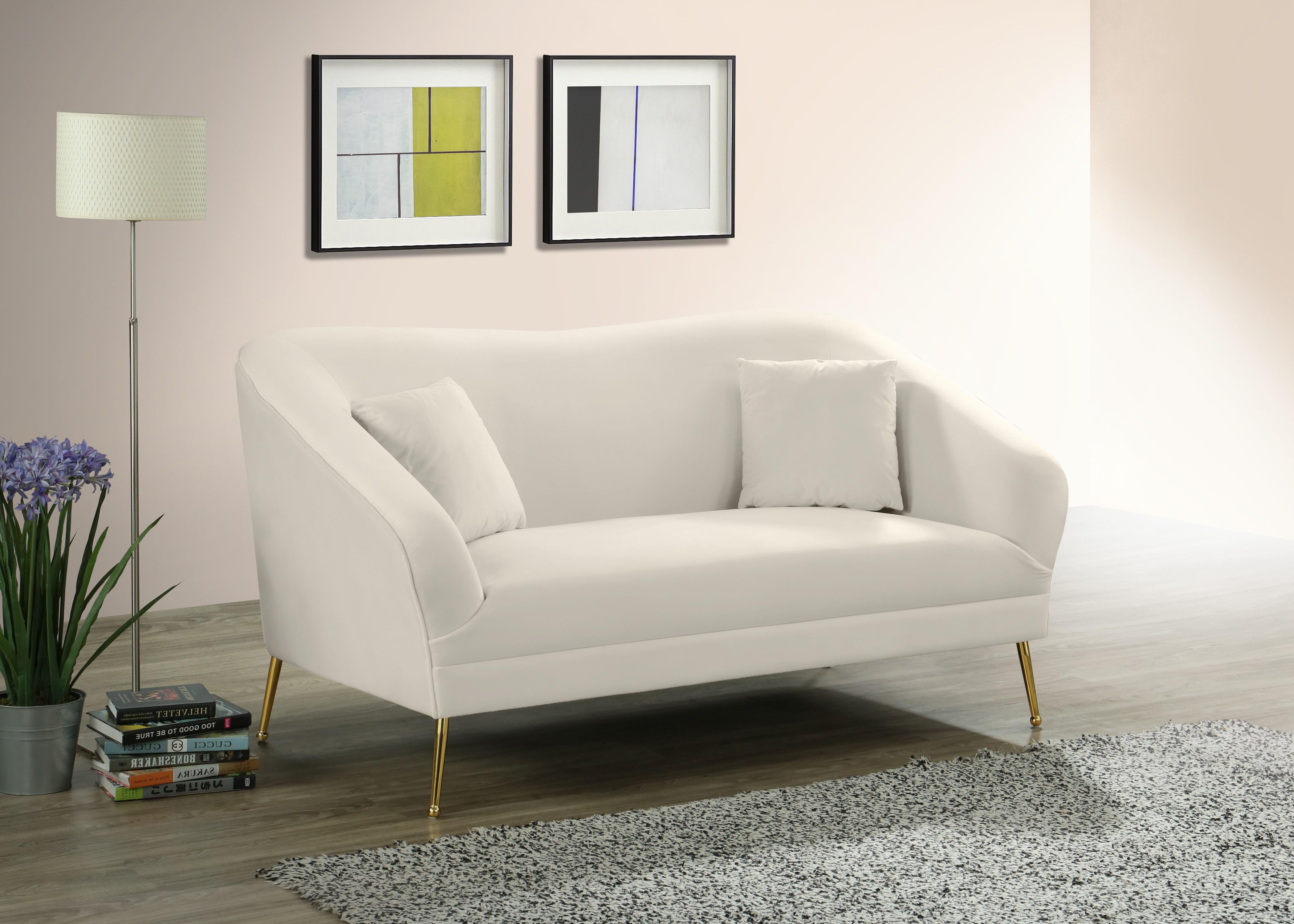 Hermosa Cream Velvet Loveseat - Luxury Home Furniture (MI)
