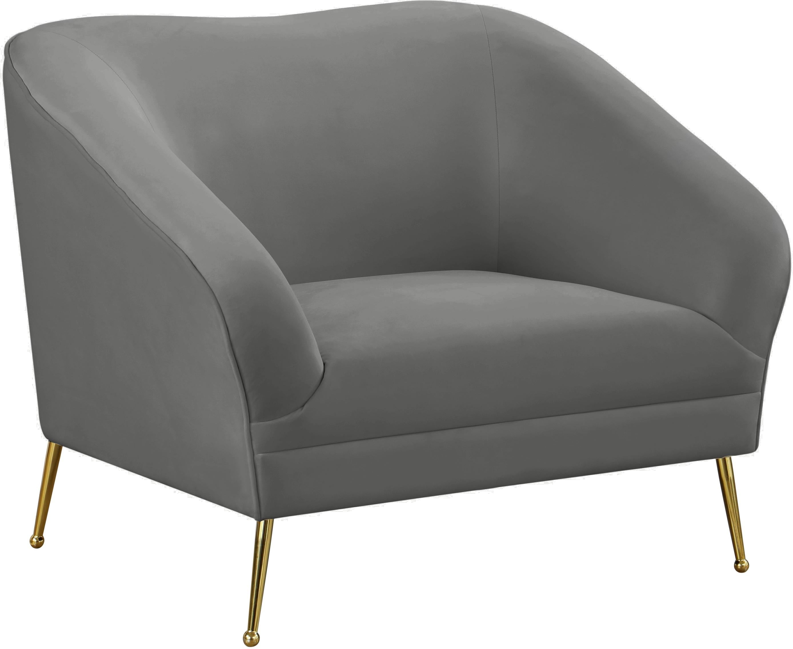 Hermosa Grey Velvet Chair - Luxury Home Furniture (MI)