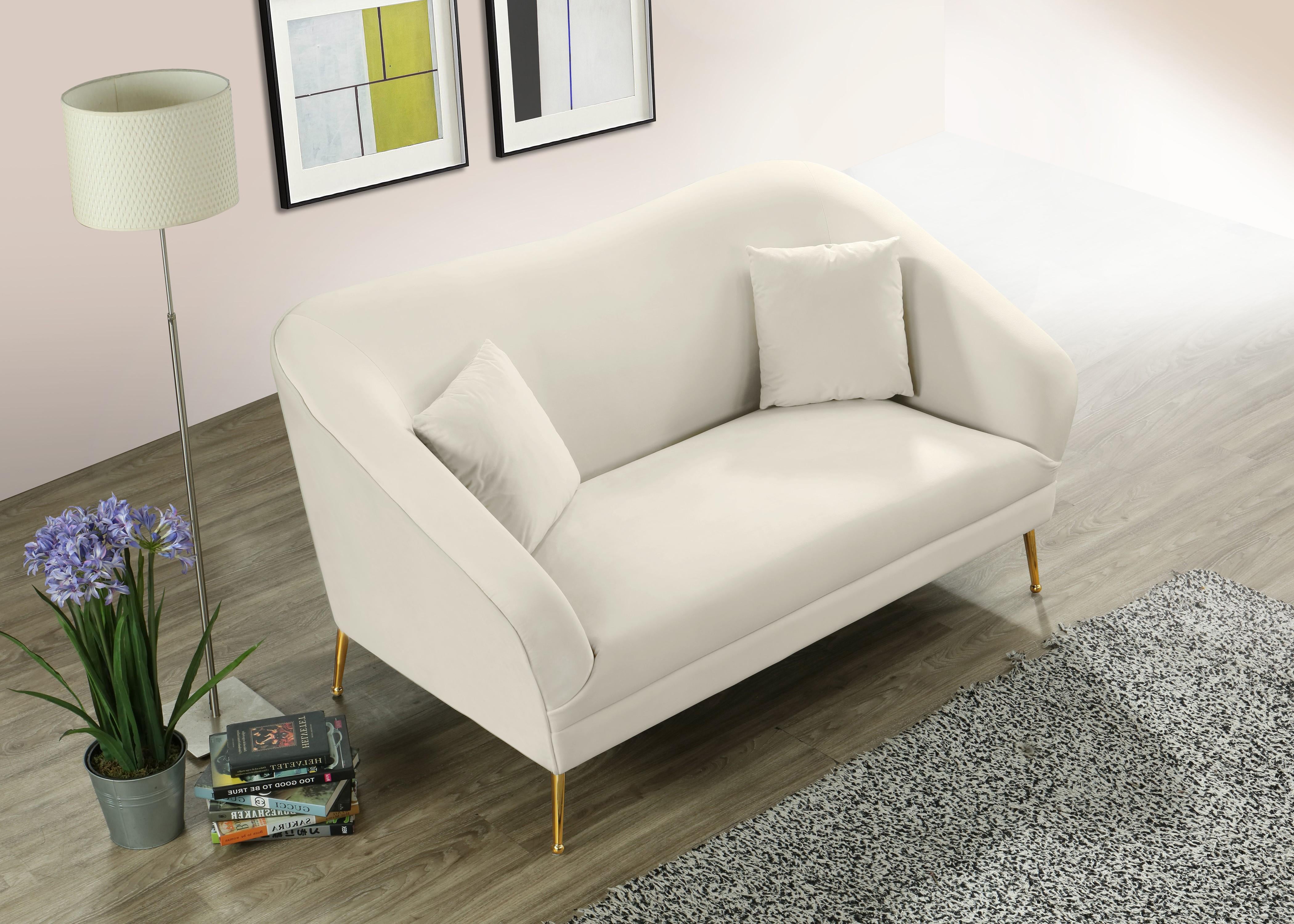 Hermosa Cream Velvet Loveseat - Luxury Home Furniture (MI)