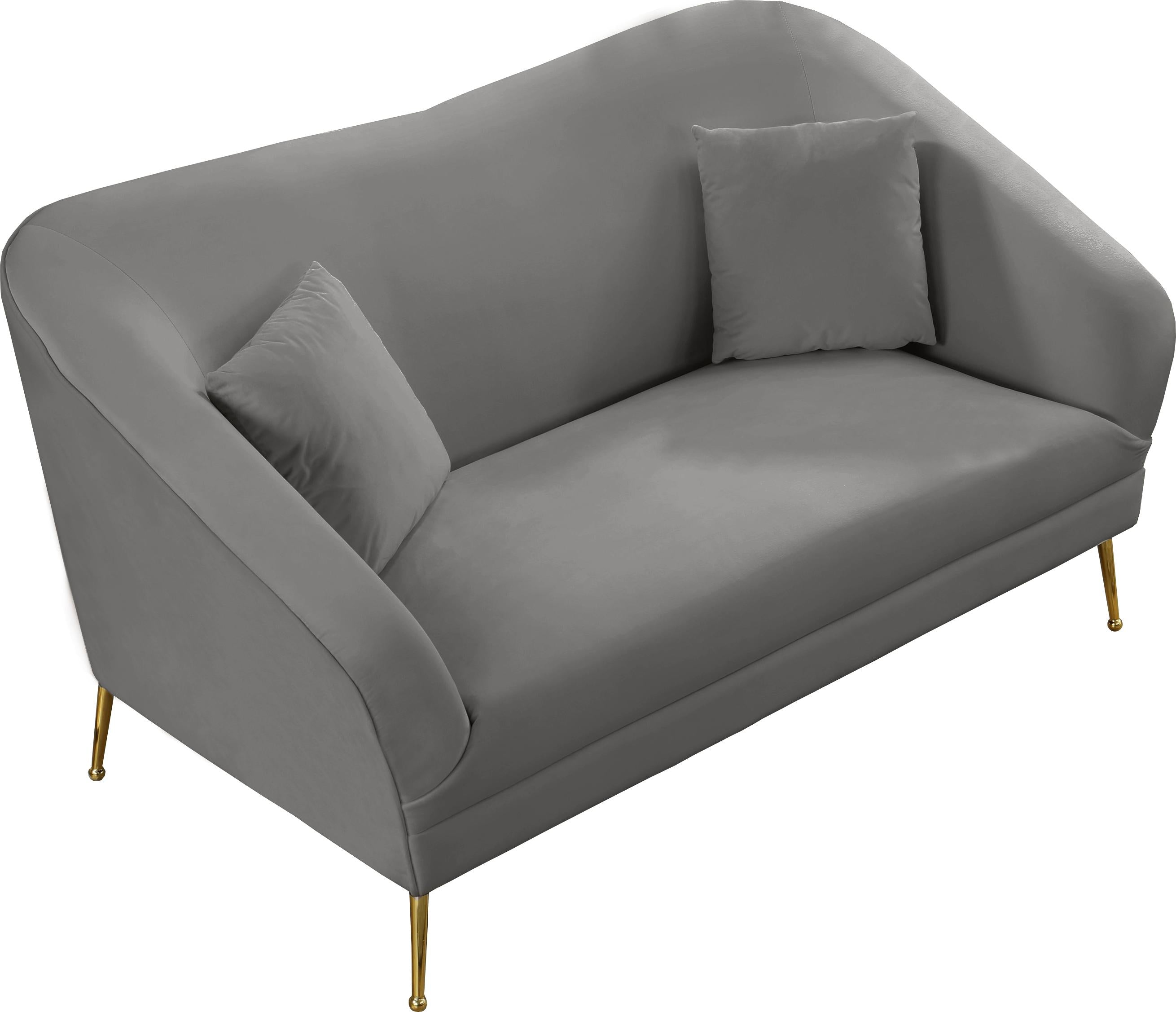 Hermosa Grey Velvet Loveseat - Luxury Home Furniture (MI)