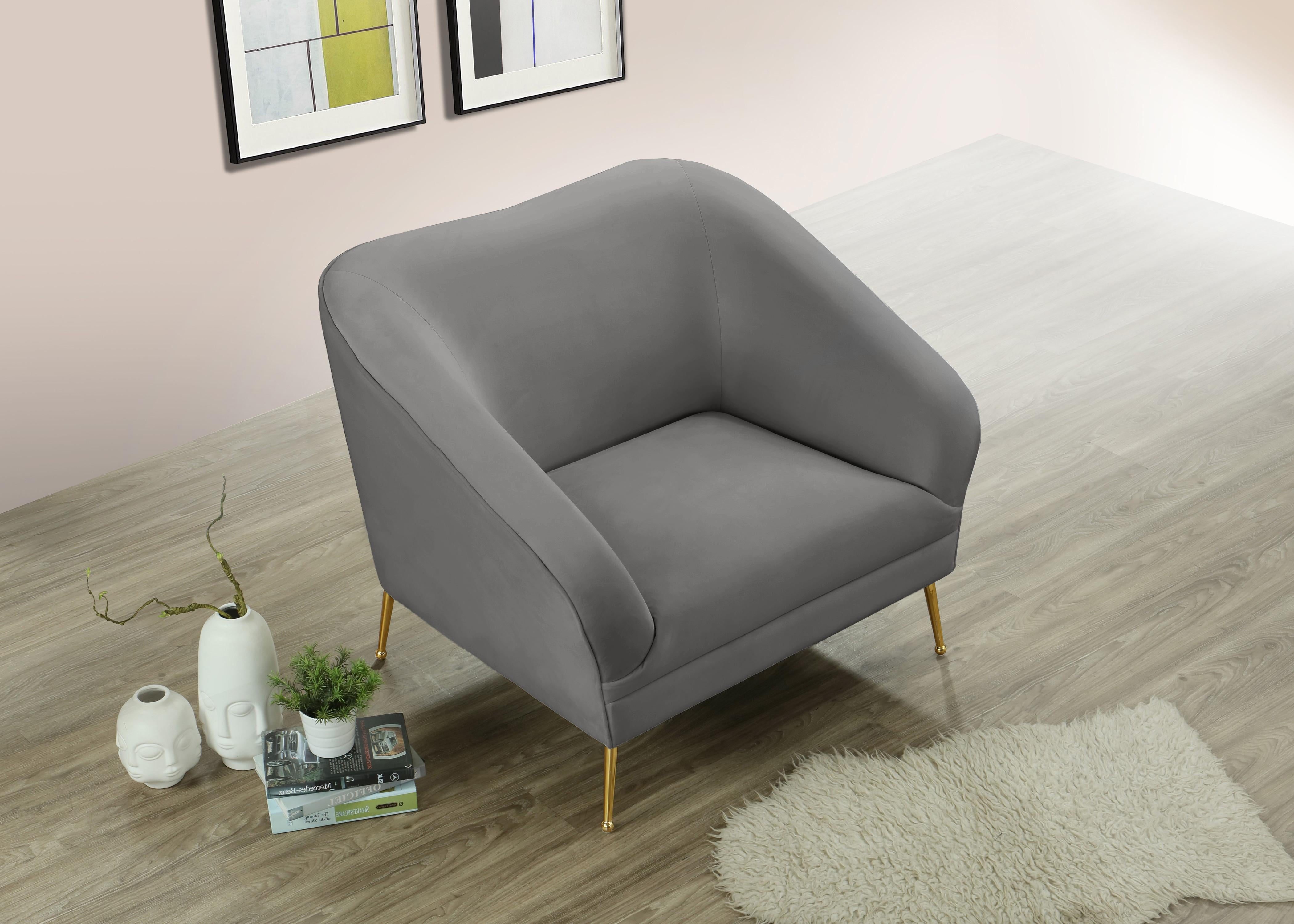 Hermosa Grey Velvet Chair - Luxury Home Furniture (MI)