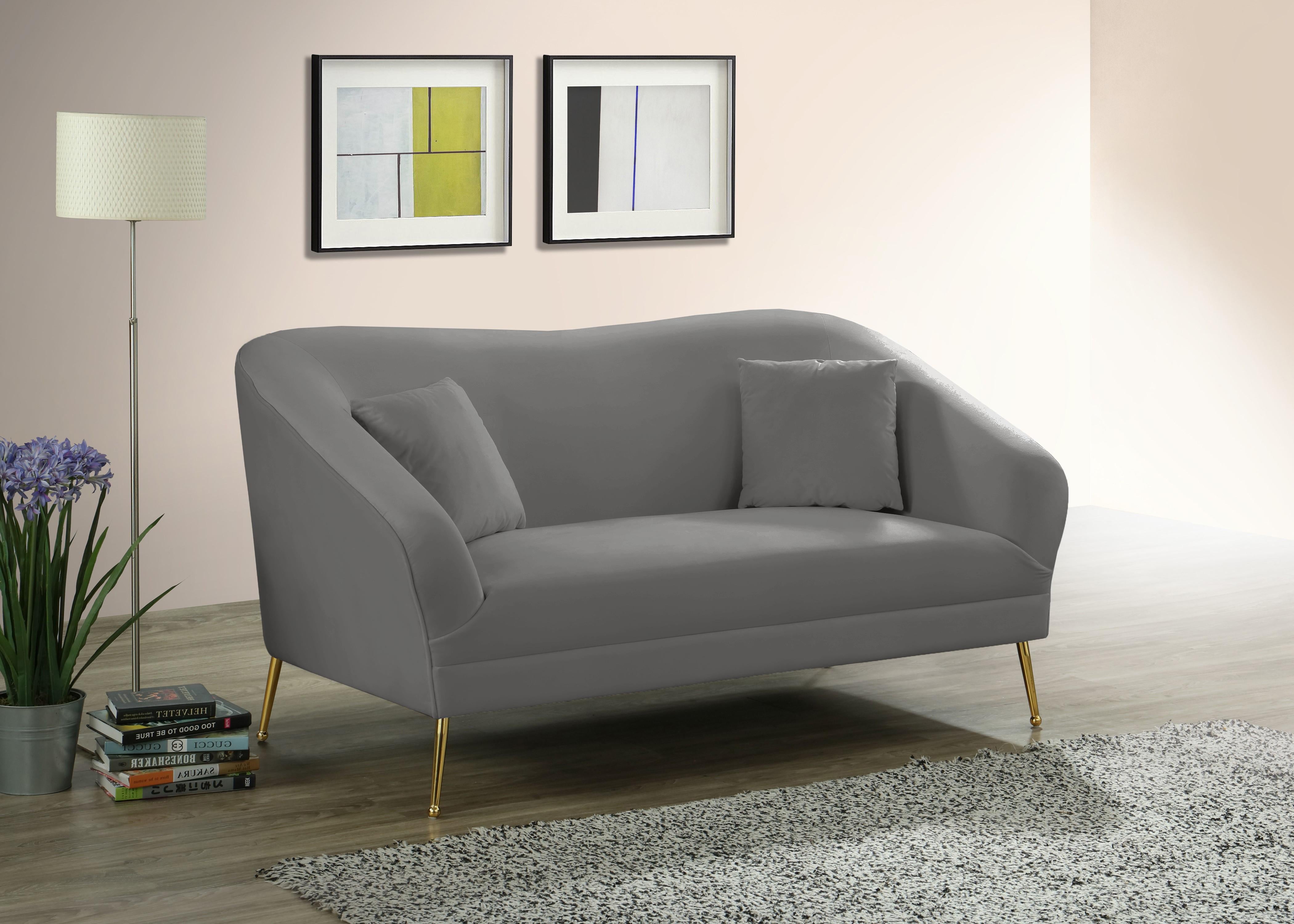 Hermosa Grey Velvet Loveseat - Luxury Home Furniture (MI)