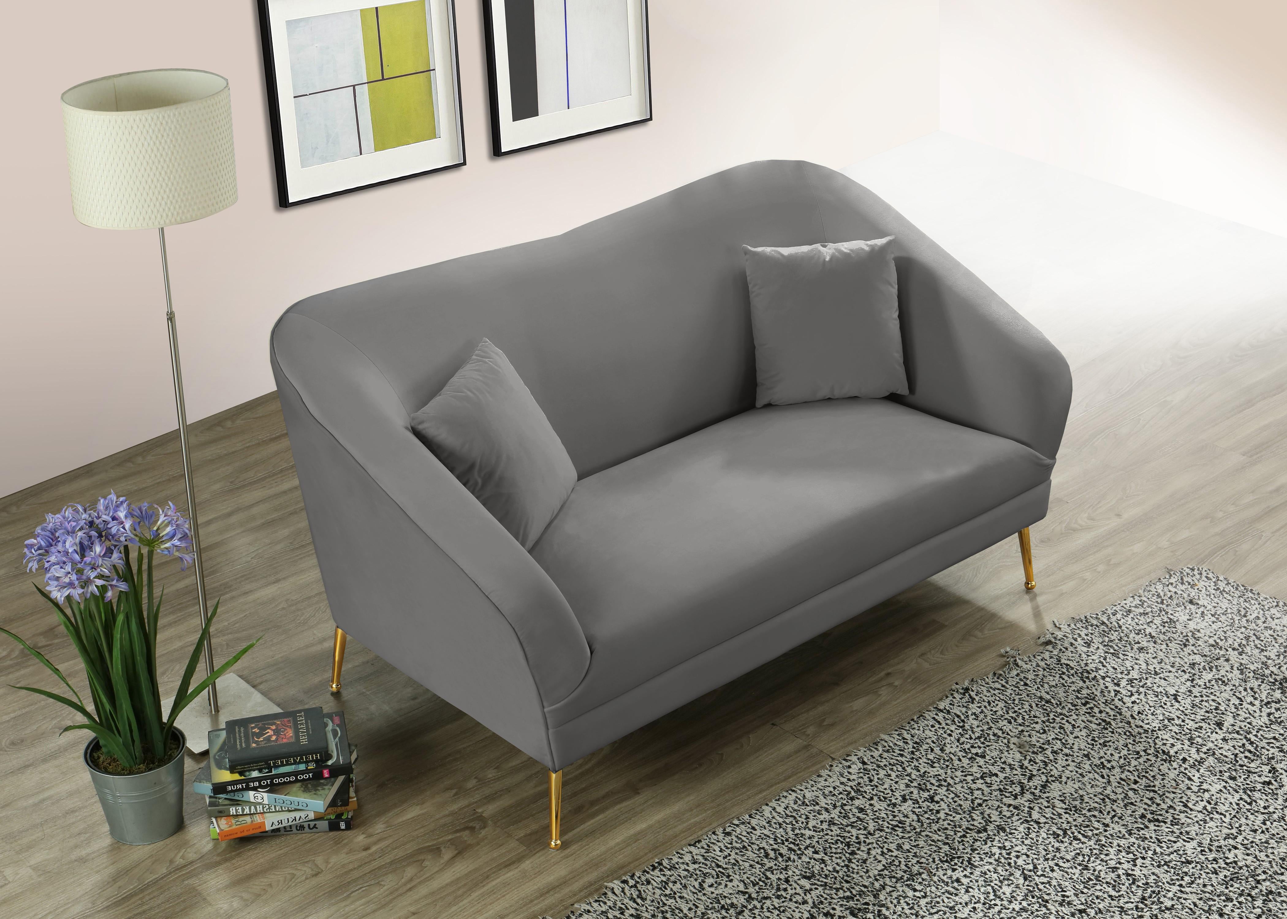 Hermosa Grey Velvet Loveseat - Luxury Home Furniture (MI)