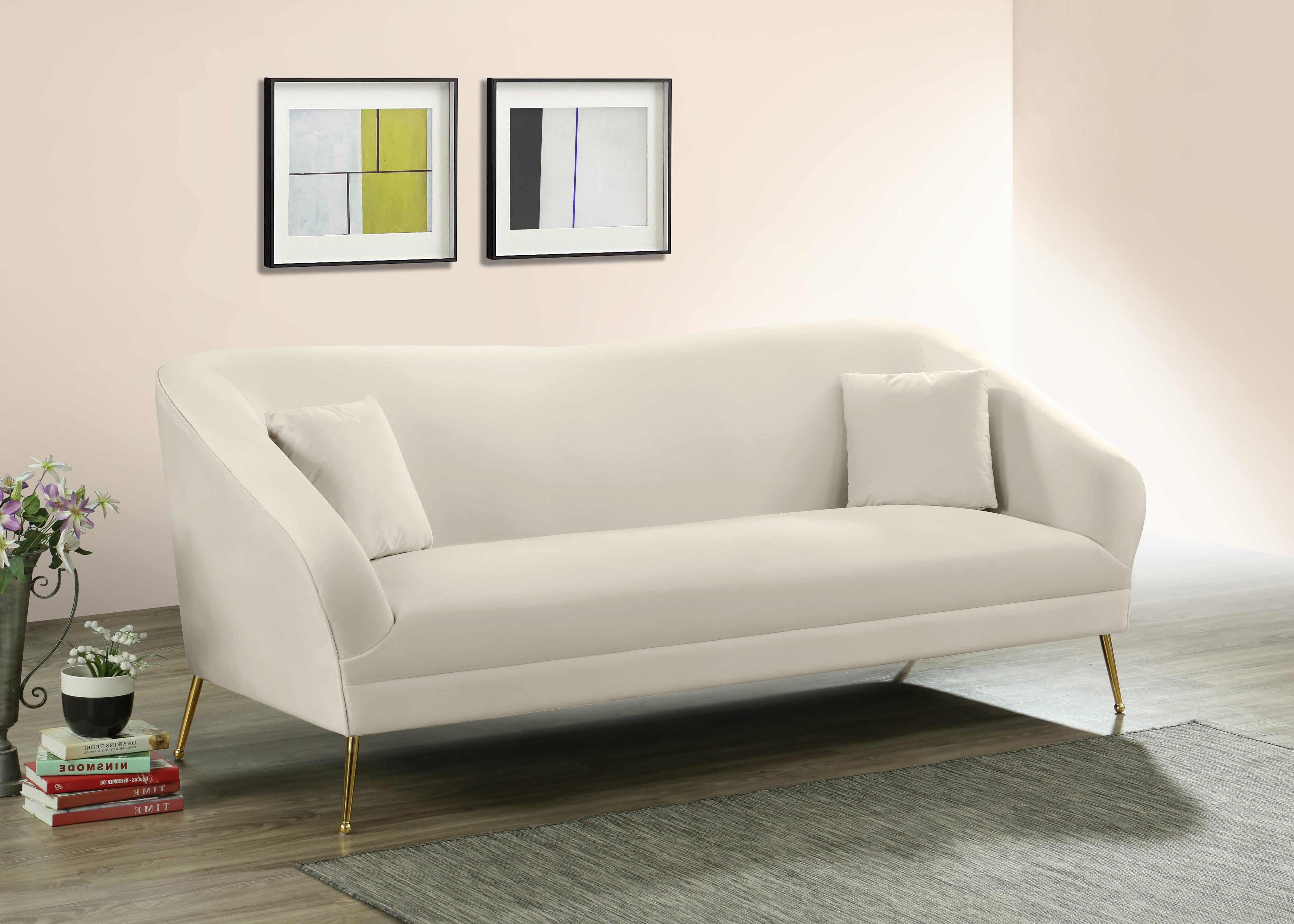 Hermosa Cream Velvet Sofa - Luxury Home Furniture (MI)