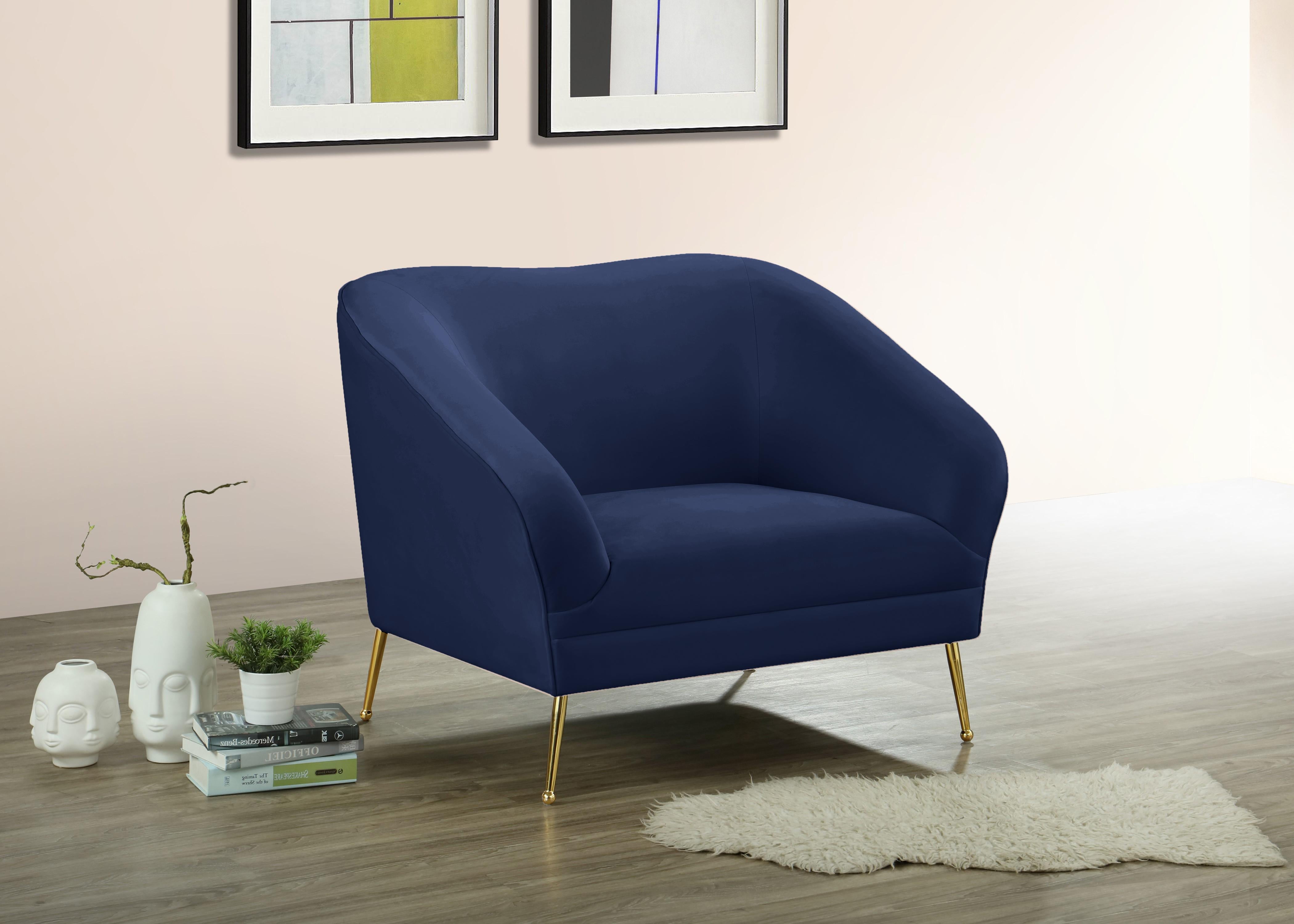 Hermosa Navy Velvet Chair - Luxury Home Furniture (MI)