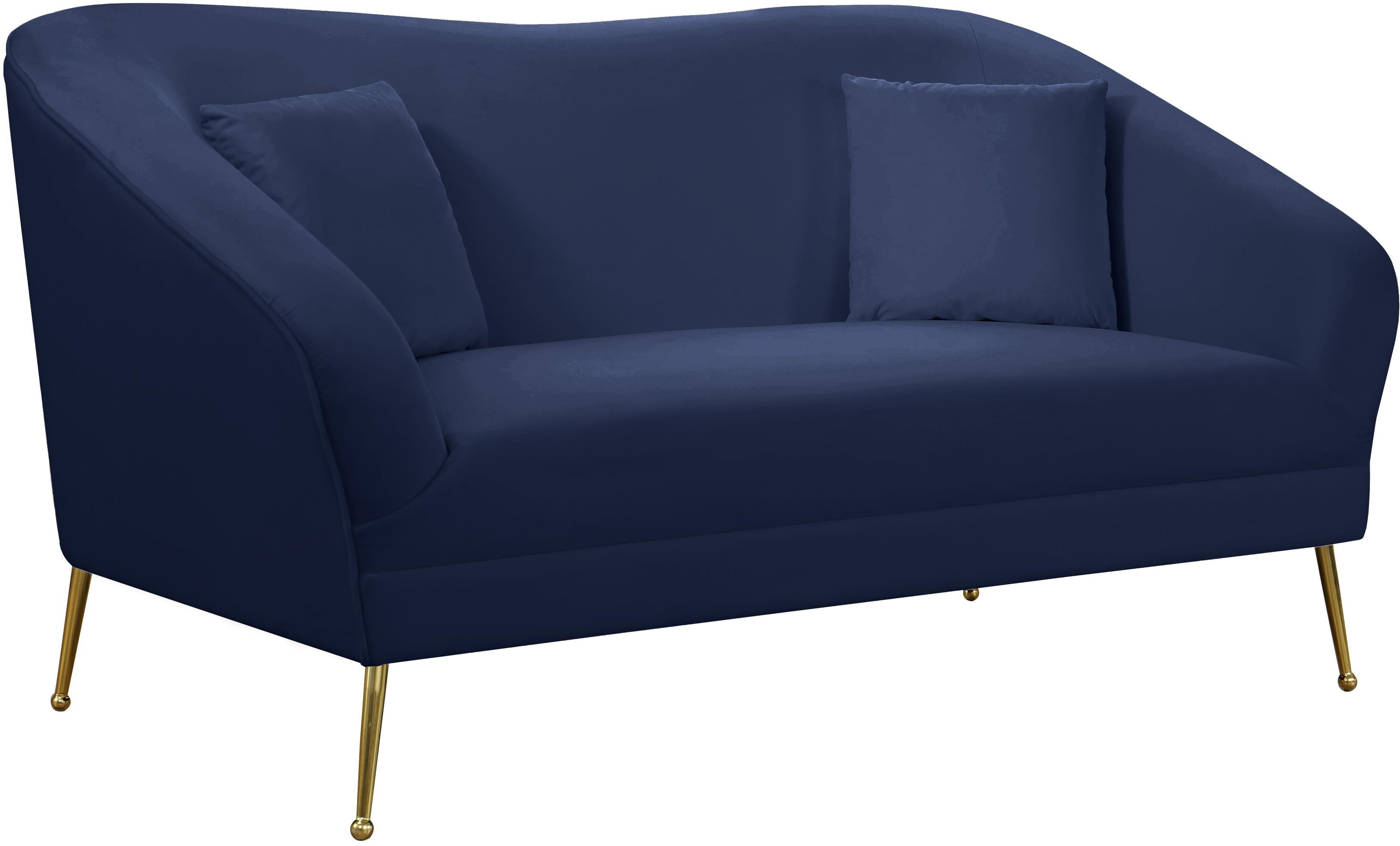 Hermosa Navy Velvet Loveseat - Luxury Home Furniture (MI)