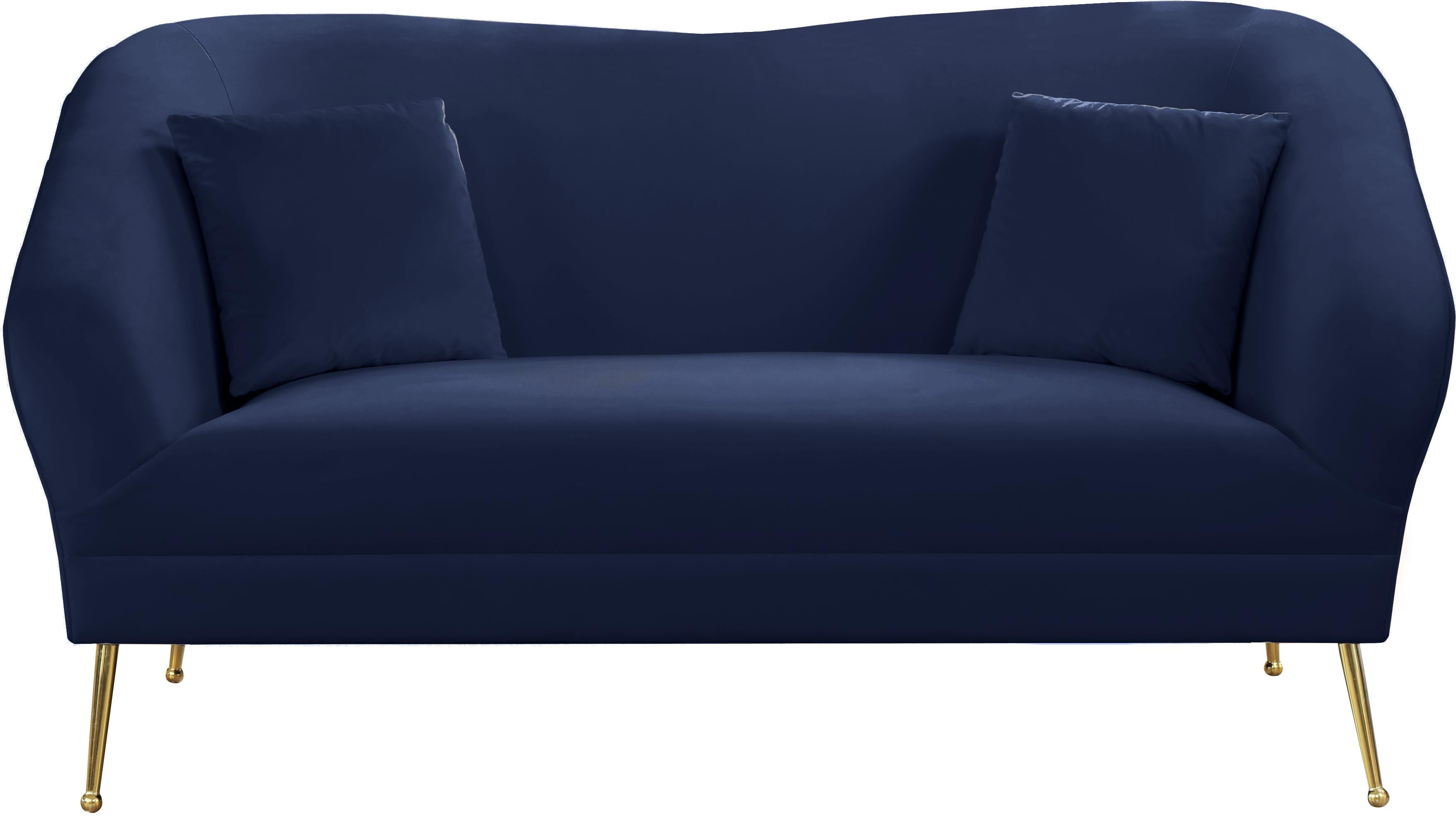 Hermosa Navy Velvet Loveseat - Luxury Home Furniture (MI)