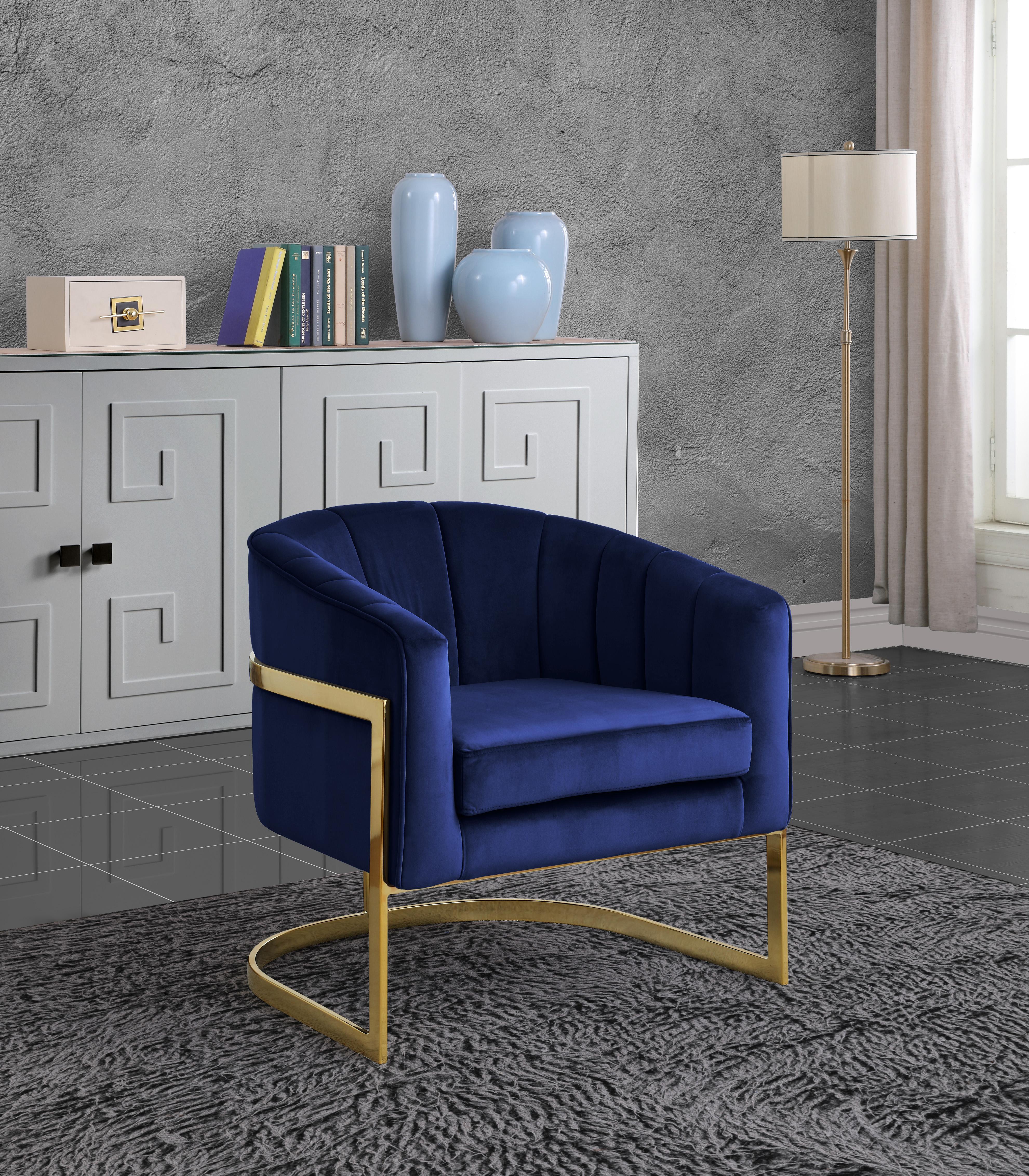 Carter Navy Velvet Accent Chair - Luxury Home Furniture (MI)