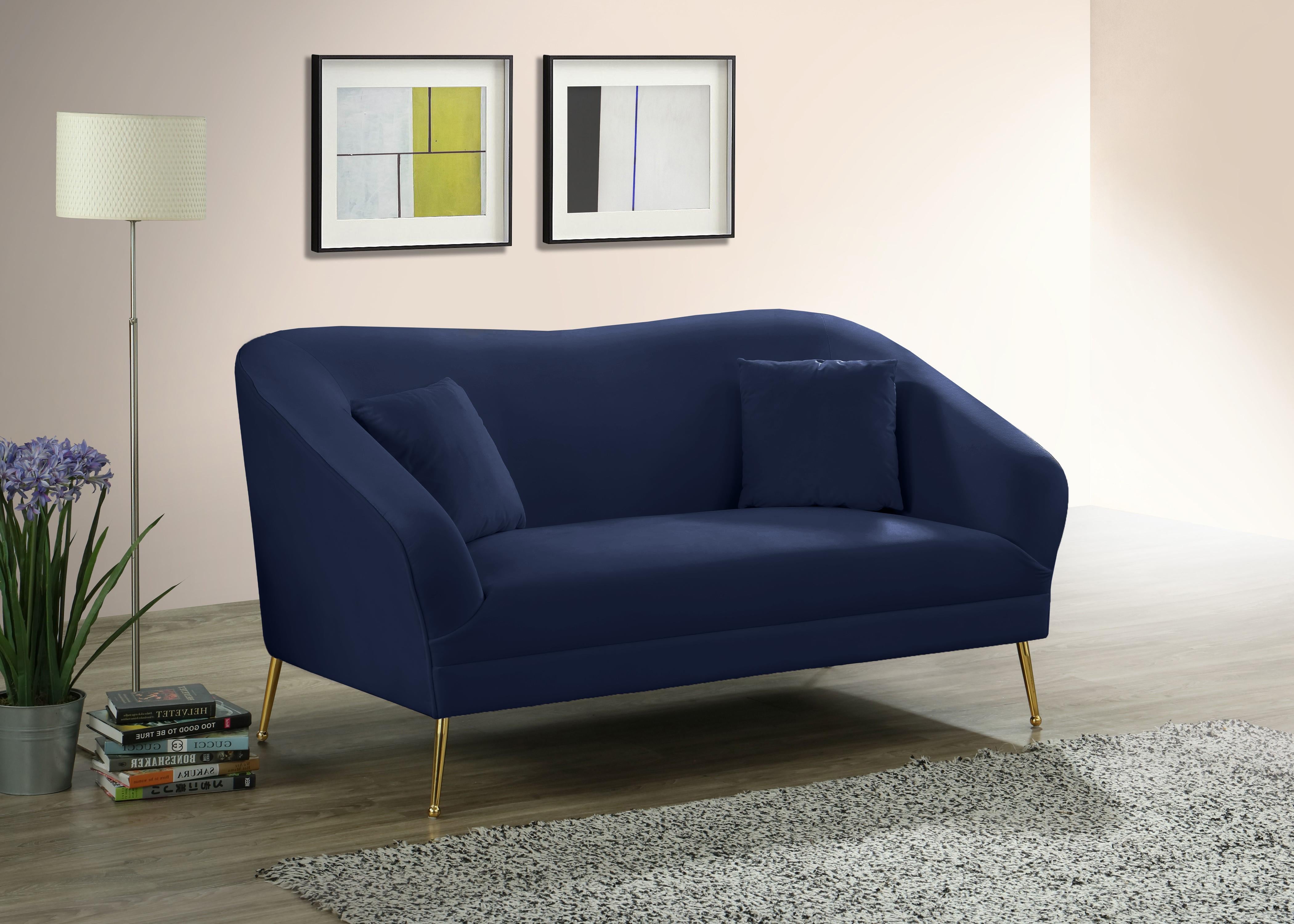 Hermosa Navy Velvet Loveseat - Luxury Home Furniture (MI)