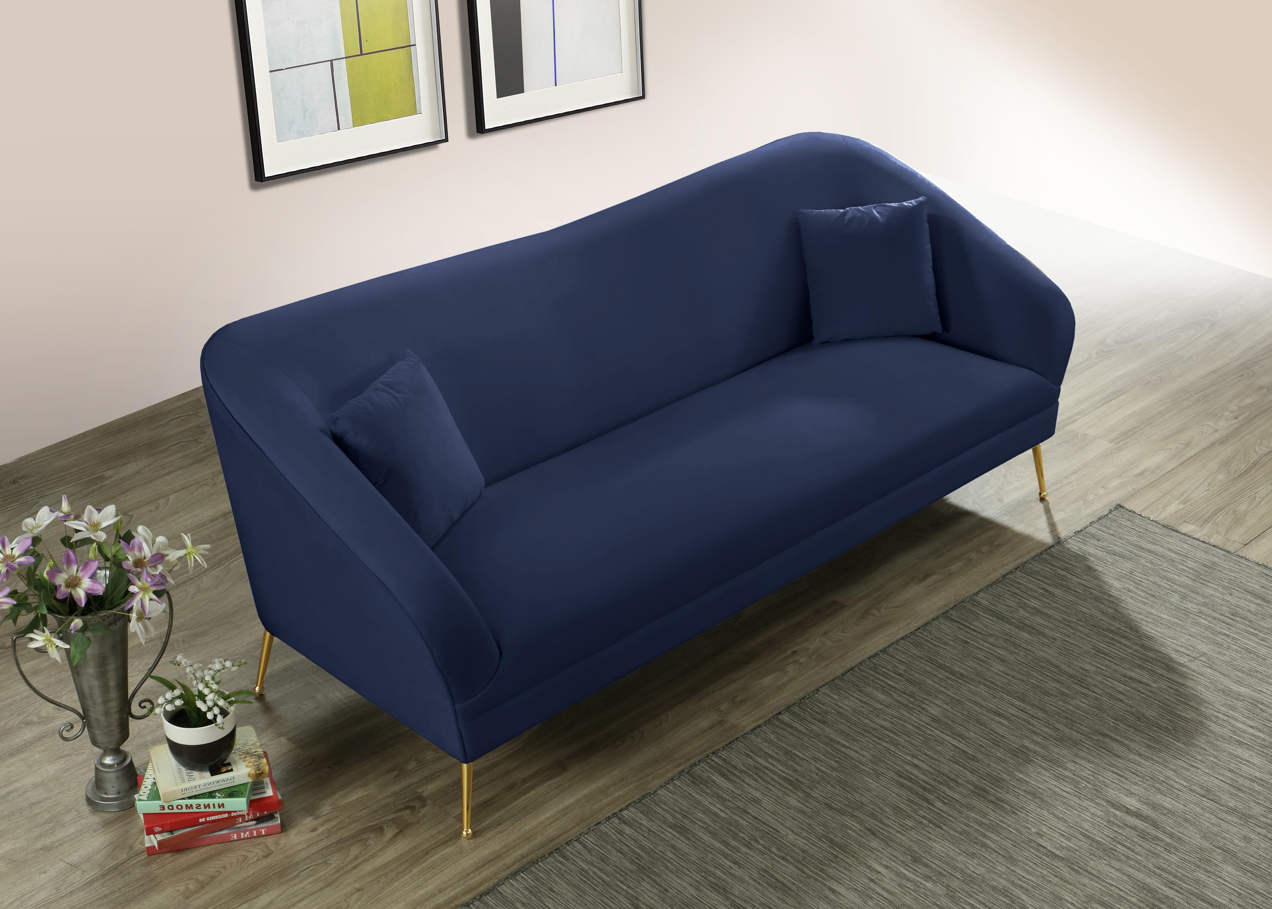 Hermosa Navy Velvet Sofa - Luxury Home Furniture (MI)