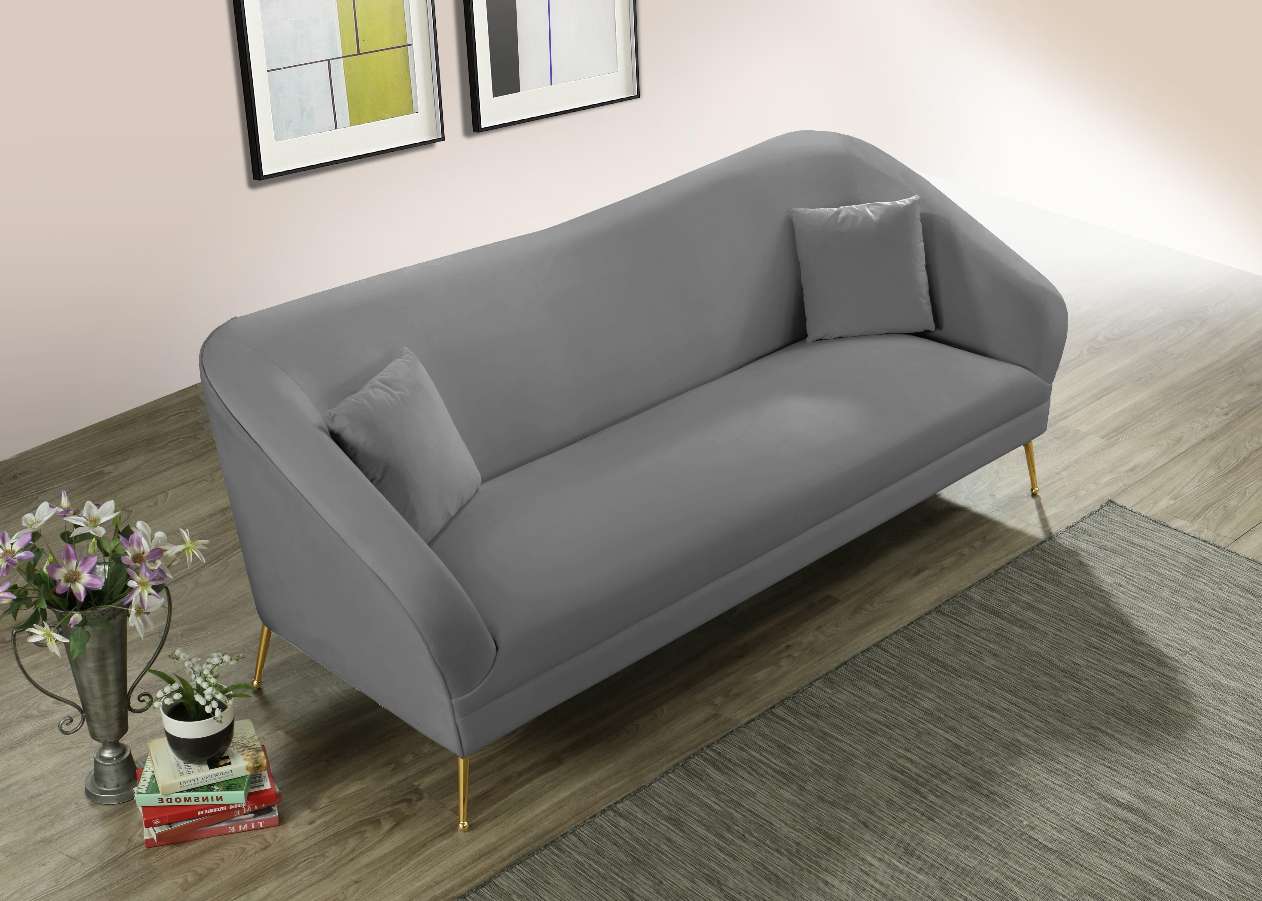 Hermosa Grey Velvet Sofa - Luxury Home Furniture (MI)