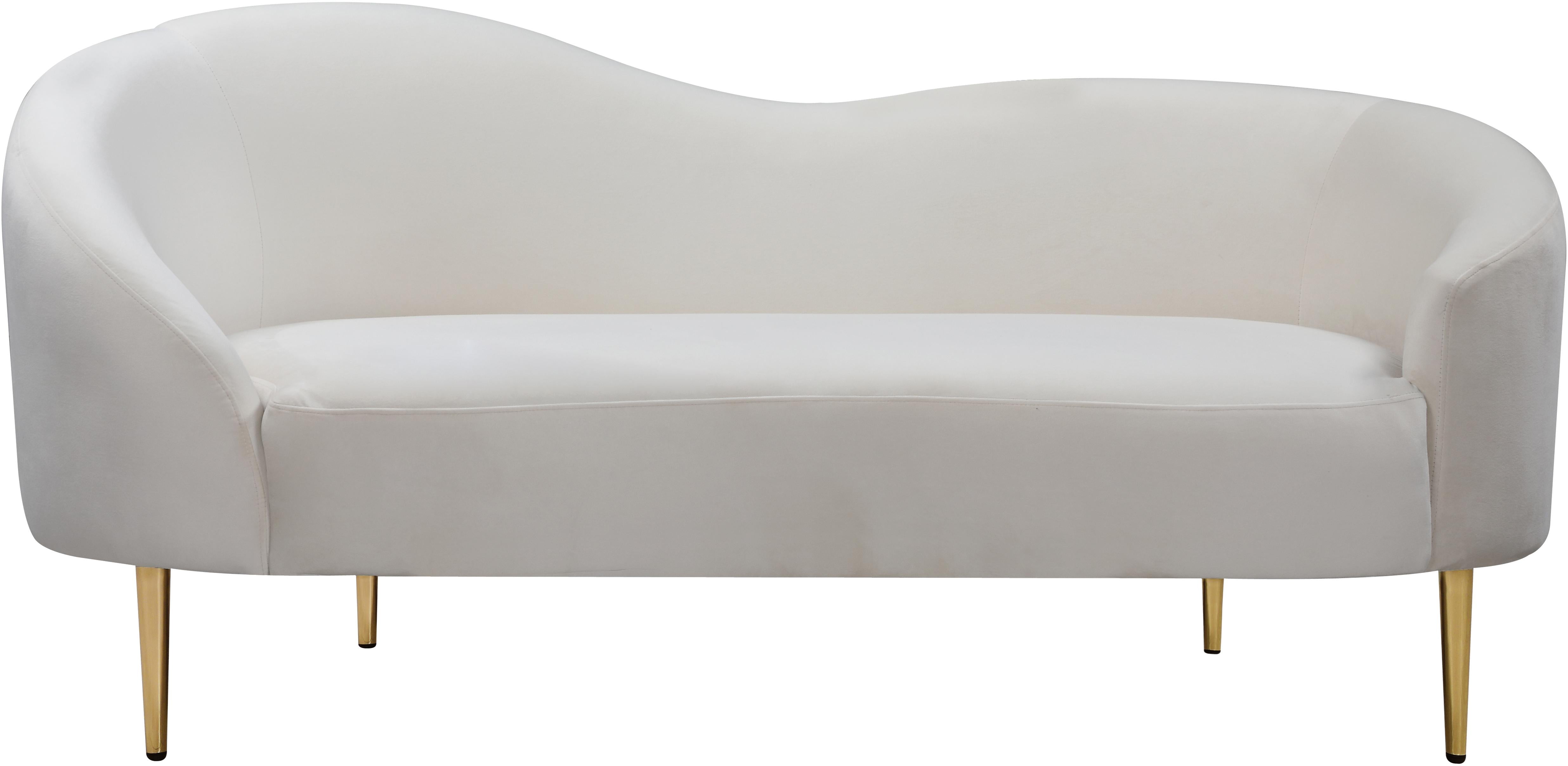 Ritz Cream Velvet Loveseat - Luxury Home Furniture (MI)