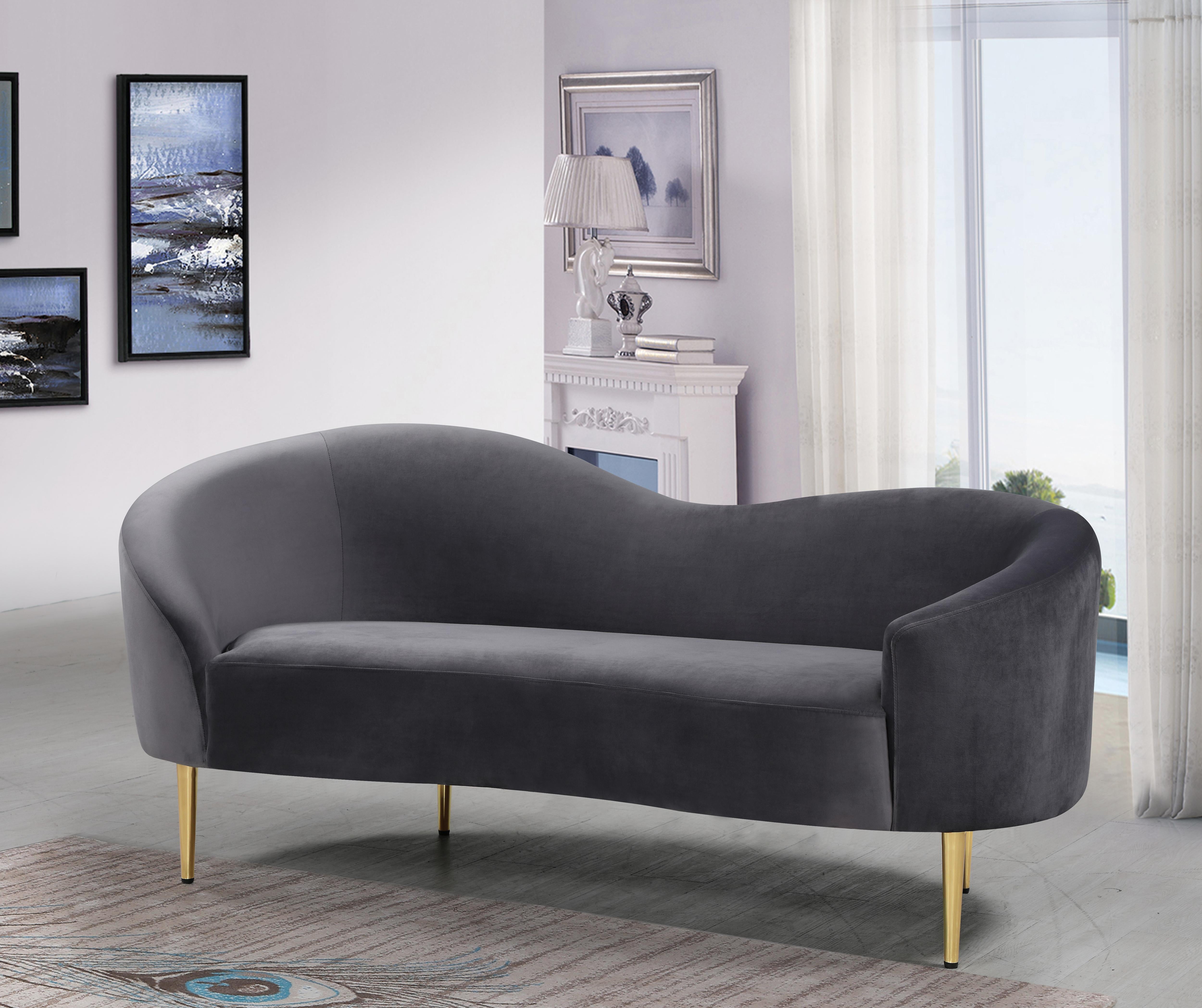 Ritz Grey Velvet Loveseat - Luxury Home Furniture (MI)