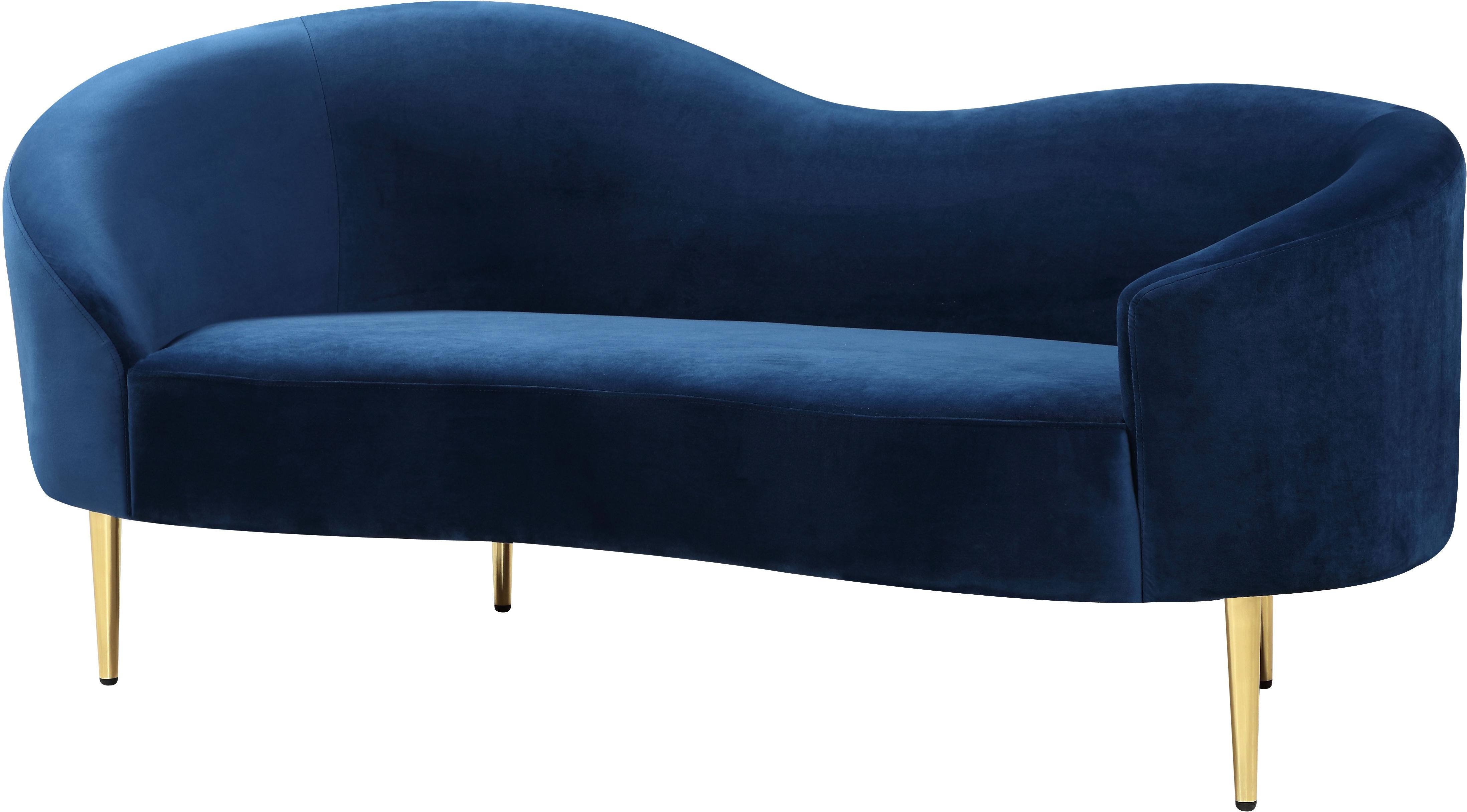 Ritz Navy Velvet Loveseat - Luxury Home Furniture (MI)