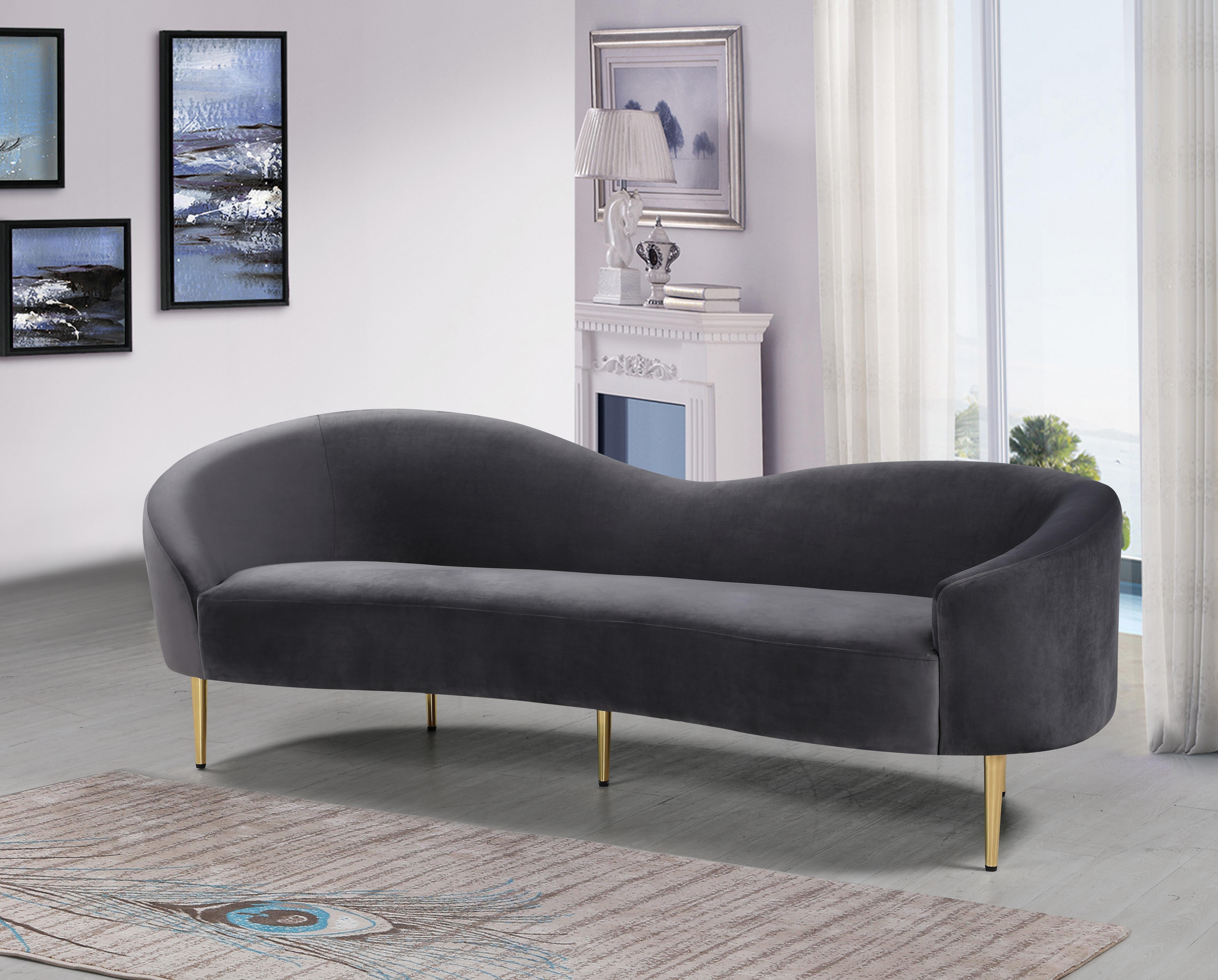 Ritz Grey Velvet Sofa - Luxury Home Furniture (MI)