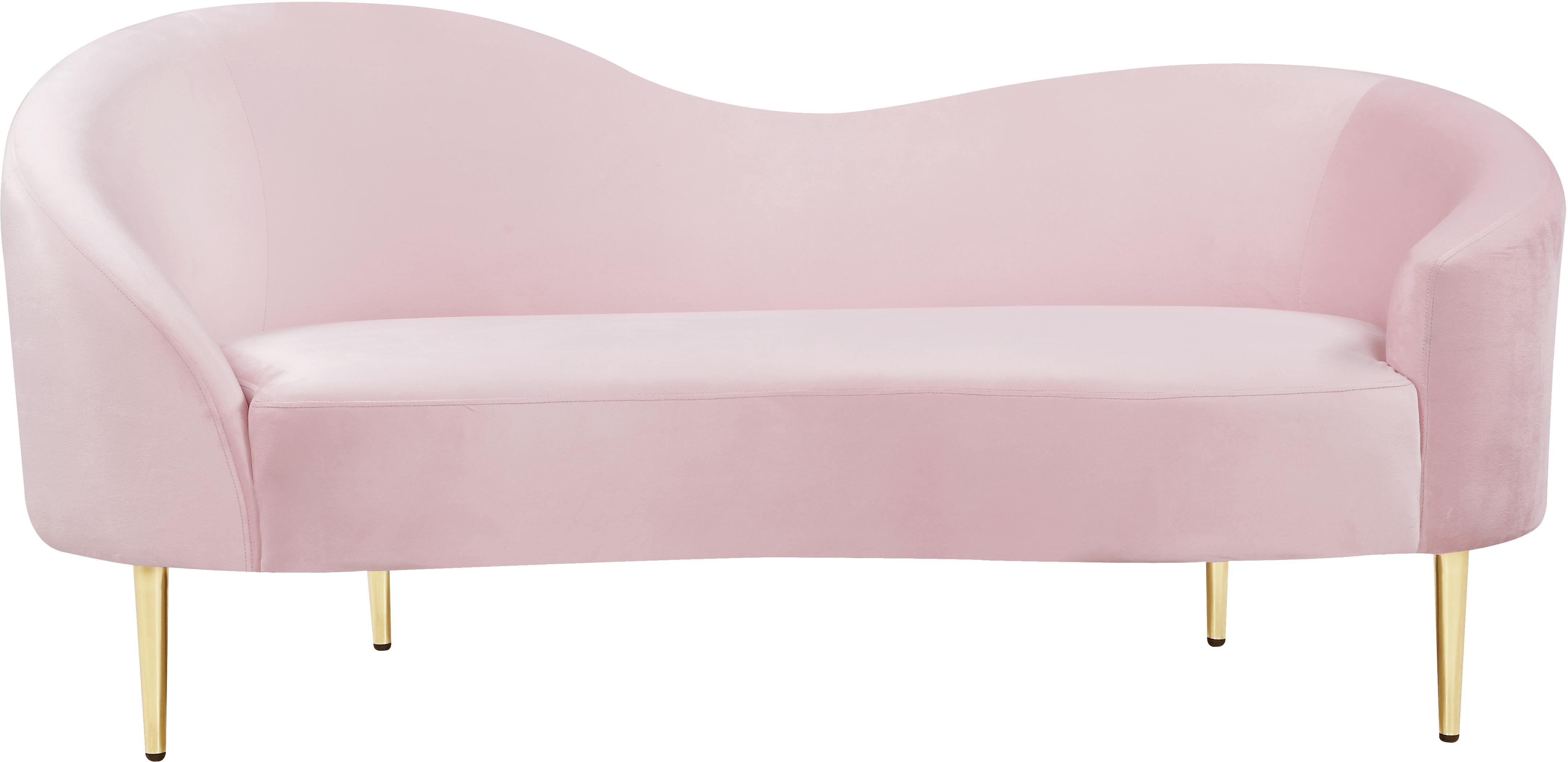 Ritz Pink Velvet Loveseat - Luxury Home Furniture (MI)