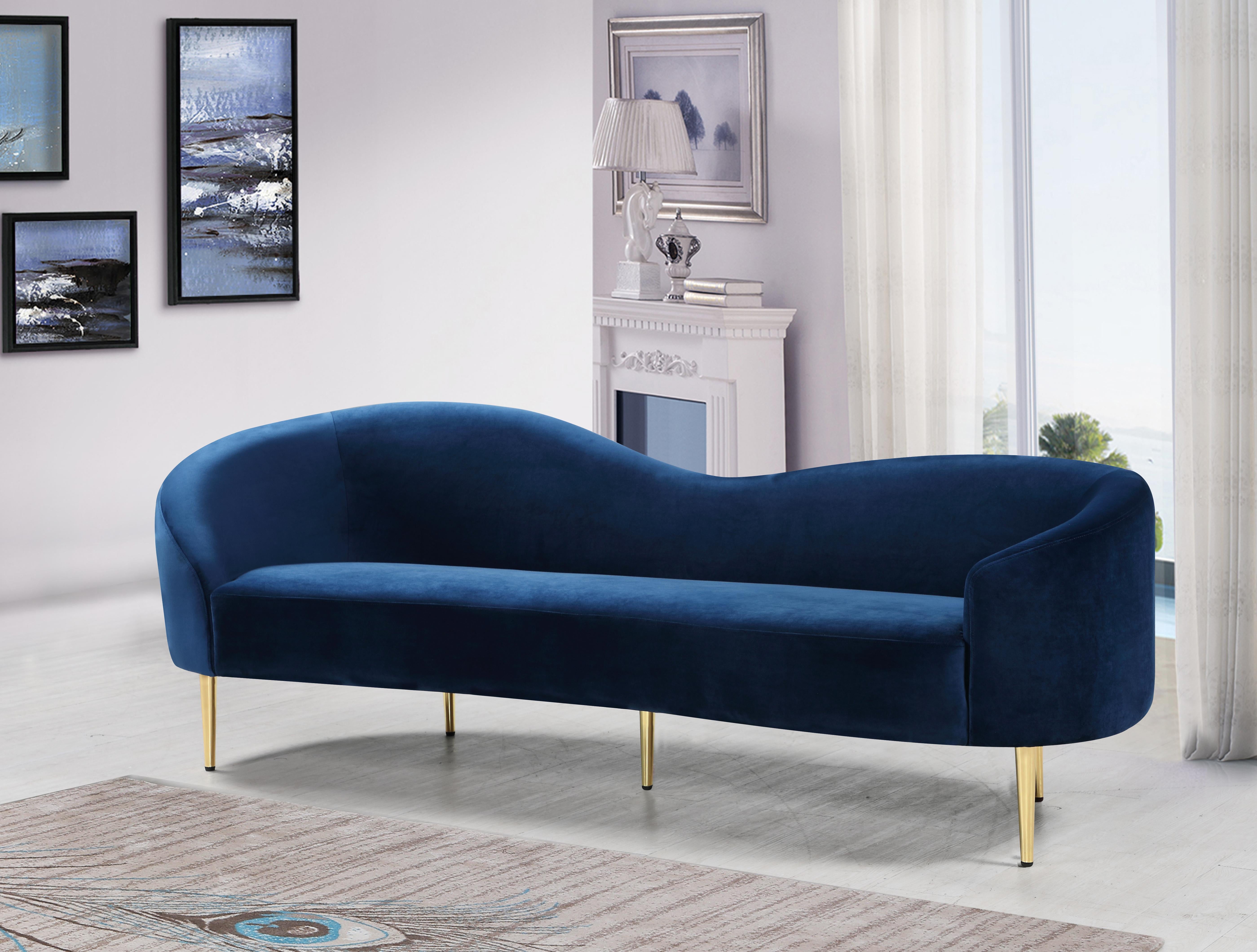 Ritz Navy Velvet Sofa - Luxury Home Furniture (MI)