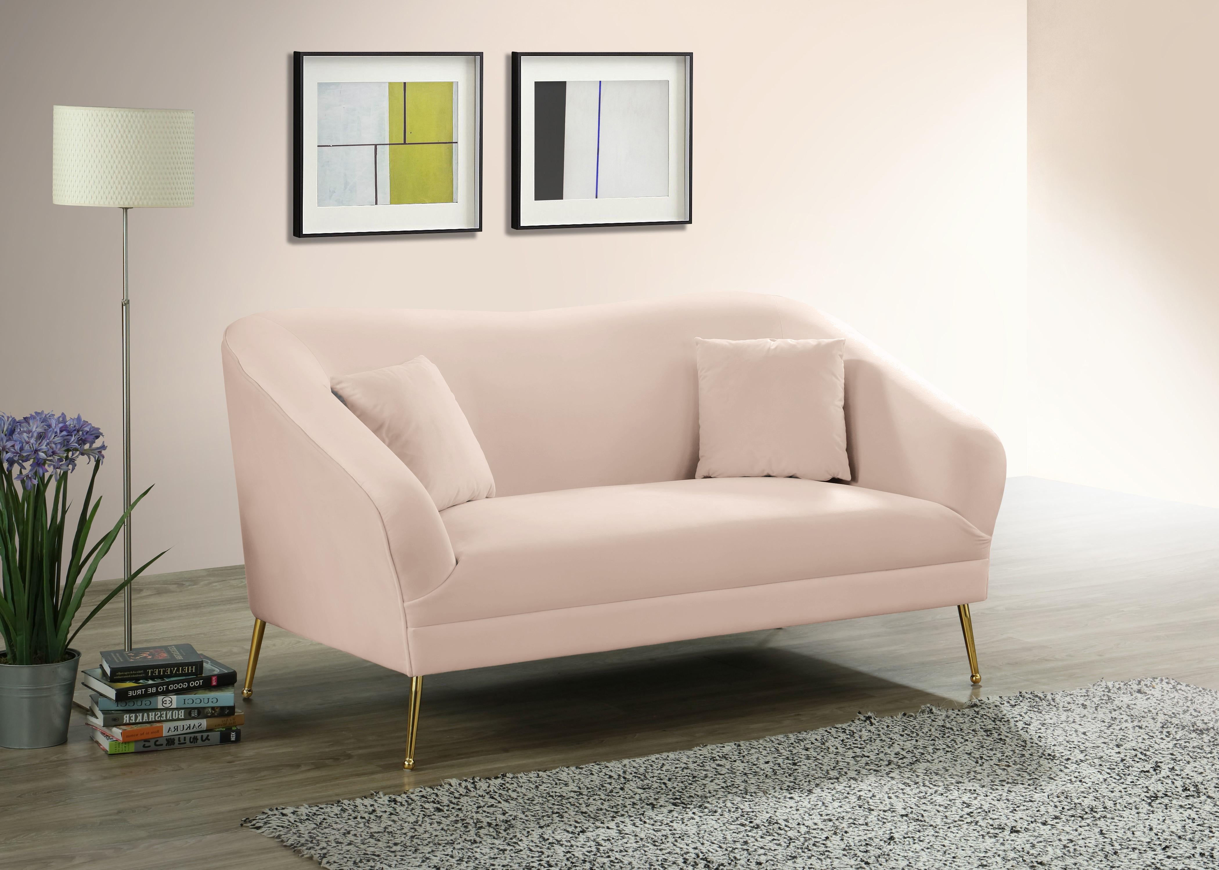 Hermosa Pink Velvet Loveseat - Luxury Home Furniture (MI)