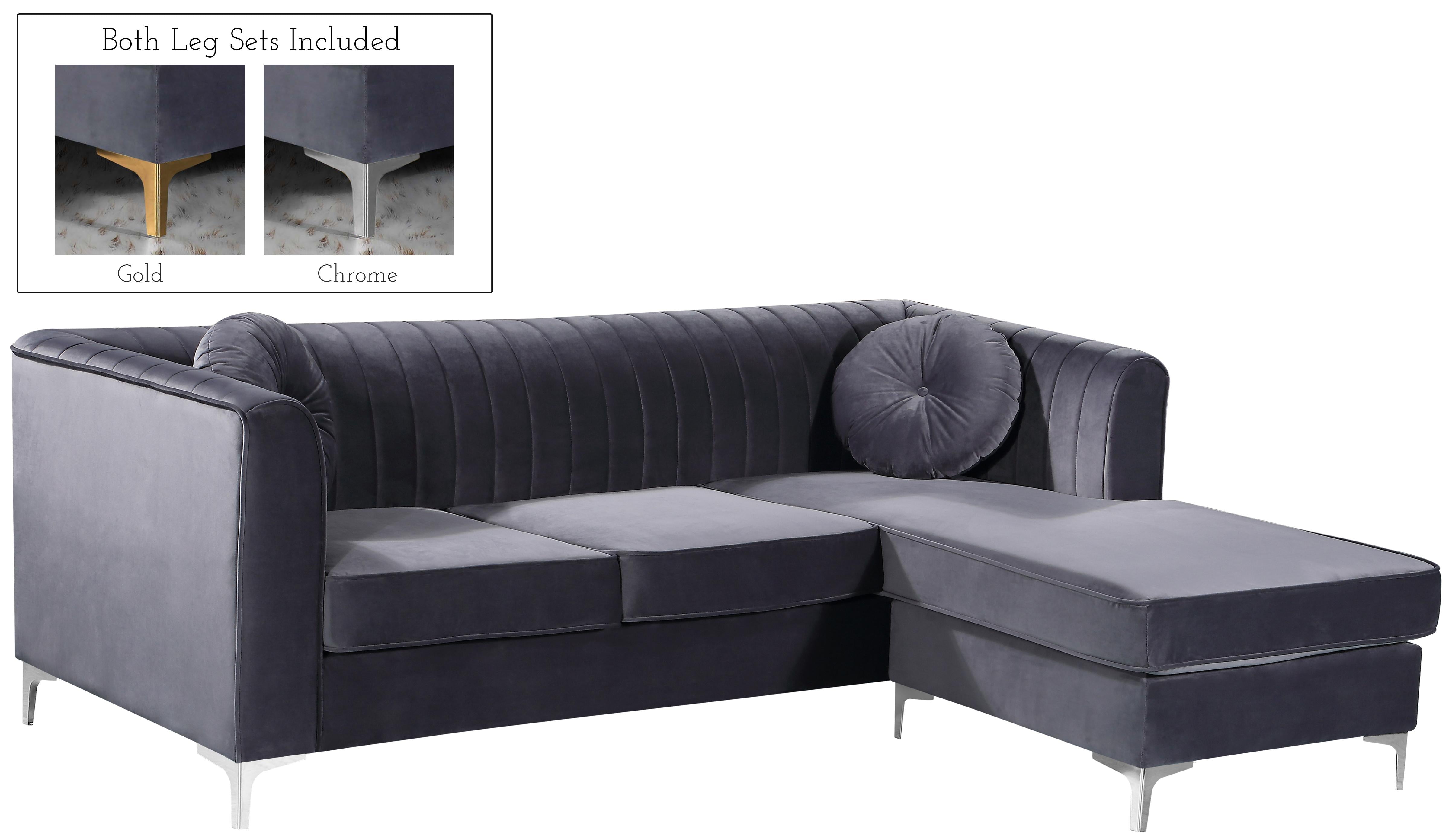 Eliana Grey Velvet 2pc. Reversible Sectional - Luxury Home Furniture (MI)