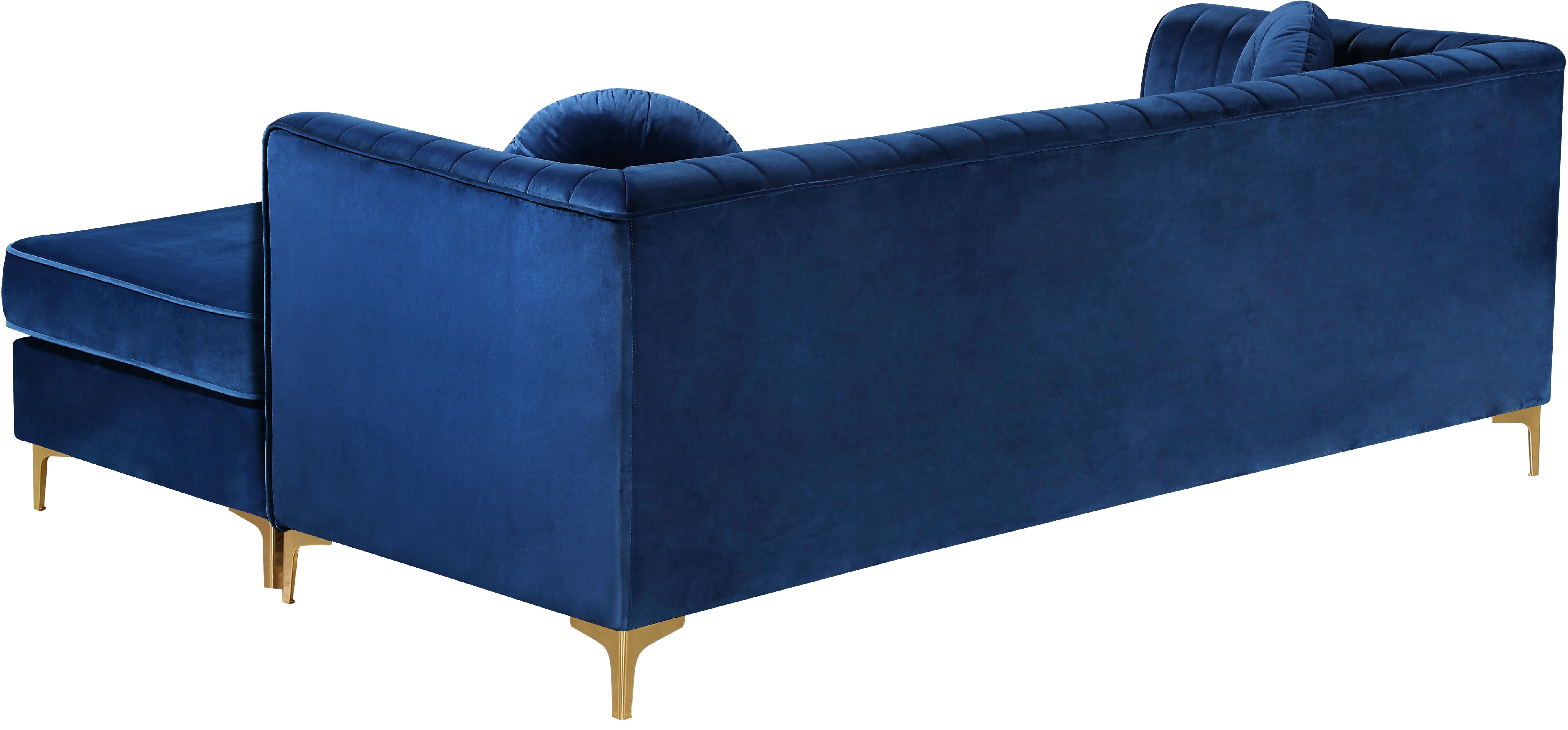 Eliana Navy Velvet 2pc. Reversible Sectional - Luxury Home Furniture (MI)