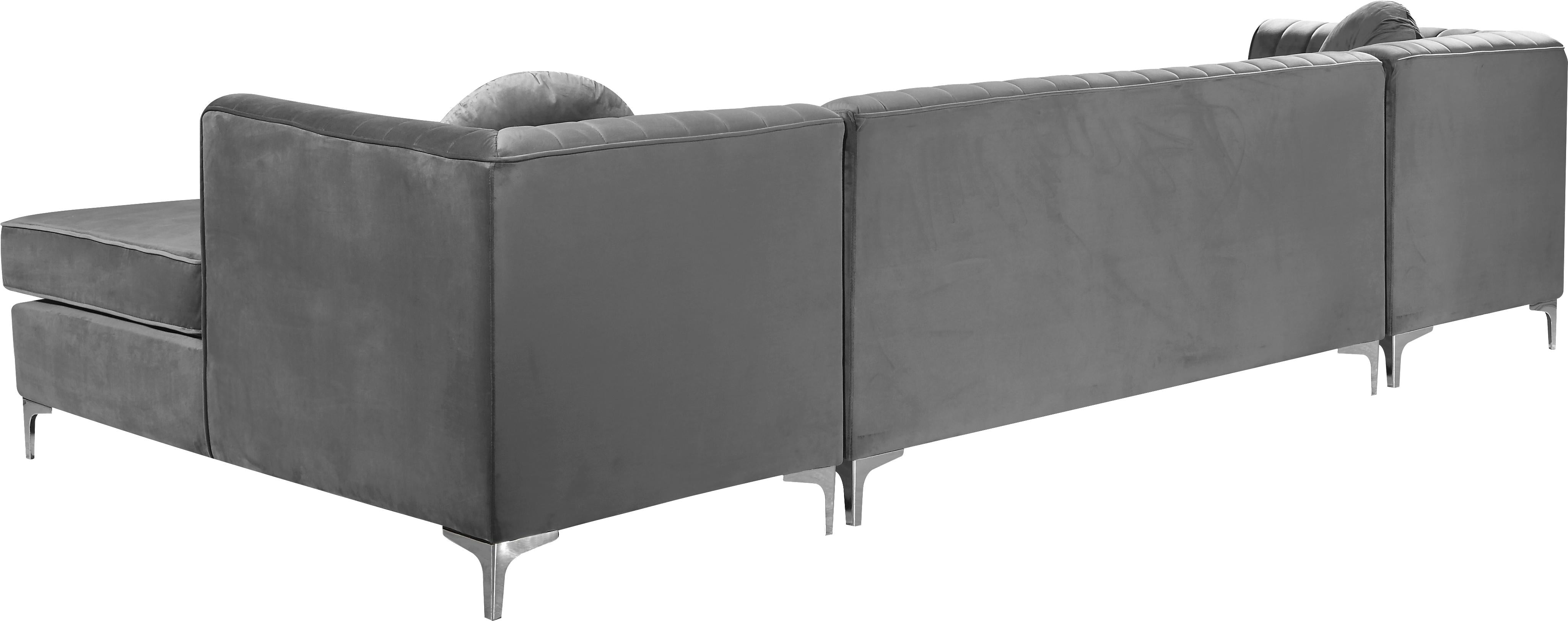 Graham Grey Velvet 3pc. Sectional - Luxury Home Furniture (MI)