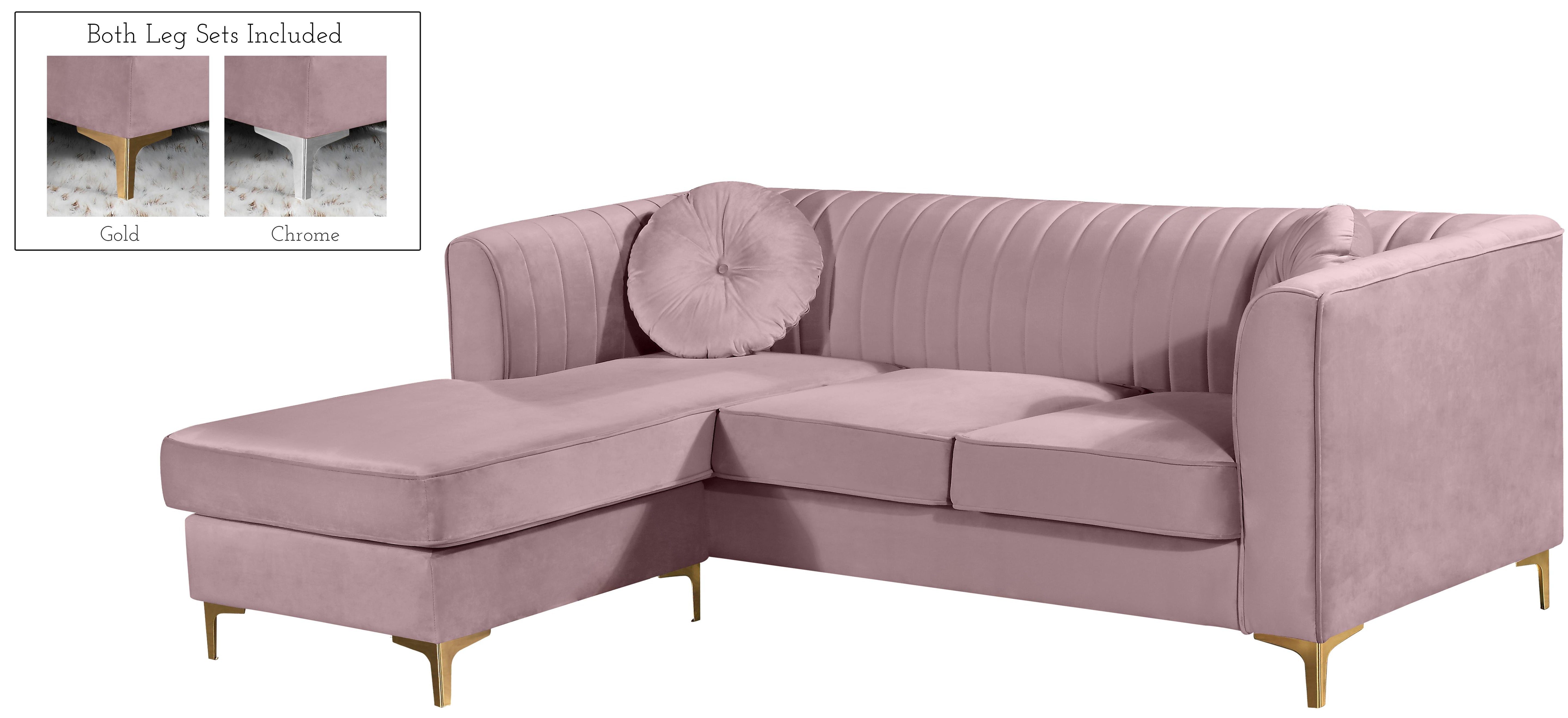 Eliana Pink Velvet 2pc. Reversible Sectional - Luxury Home Furniture (MI)
