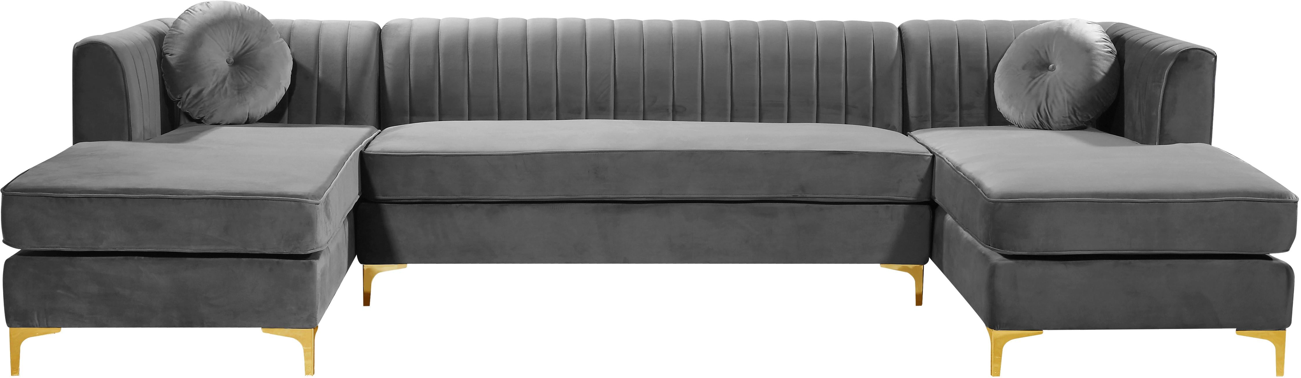 Graham Grey Velvet 3pc. Sectional - Luxury Home Furniture (MI)